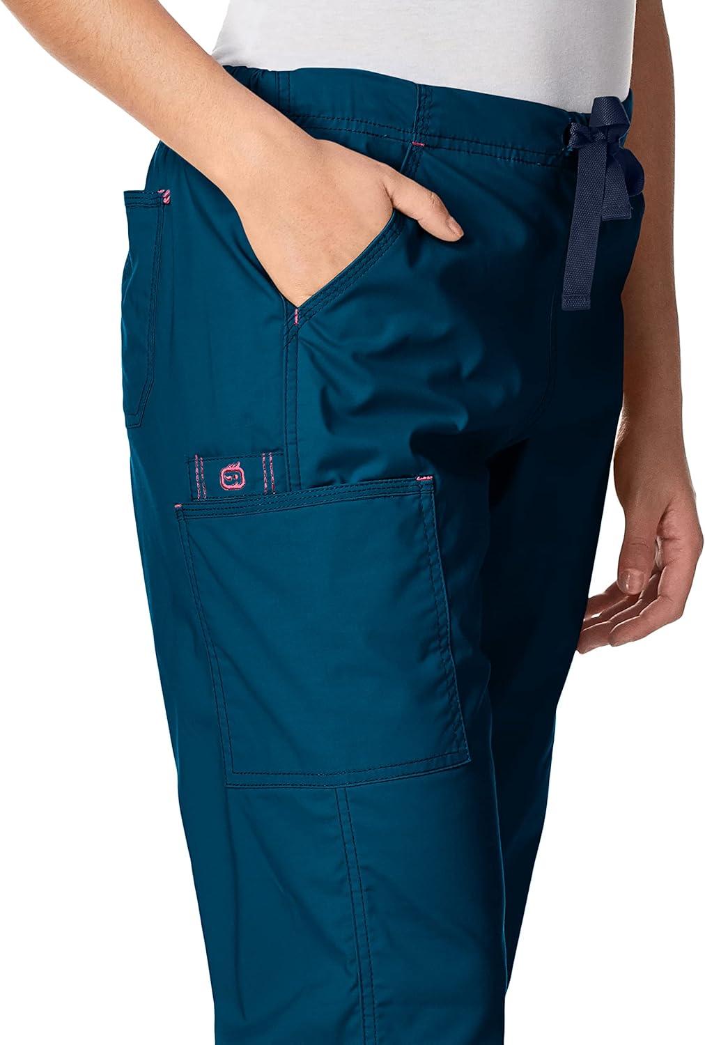 WonderWink Womens Grace Flare Leg Cargo PantMedical Scrubs Pants(Caribbean)