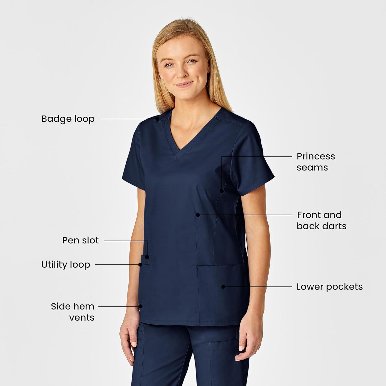 Wink Women’s Women’s Shaped V-Neck Top(Navy)