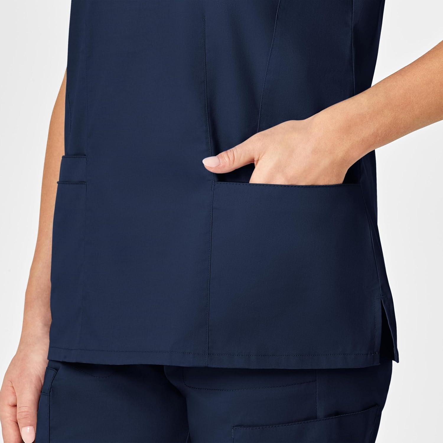 Wink Women’s Women’s Shaped V-Neck Top(Navy)