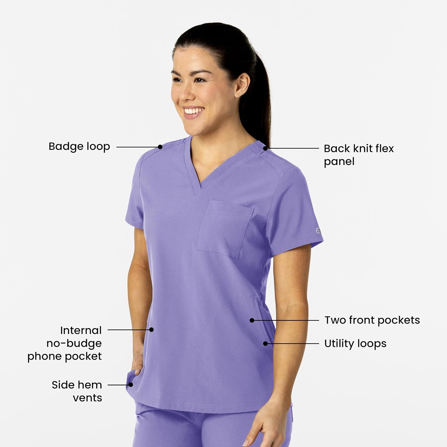 Wink W123 Women’s Flex-n-Reach V-Neck Scrub Top – Iris Purple, 2X