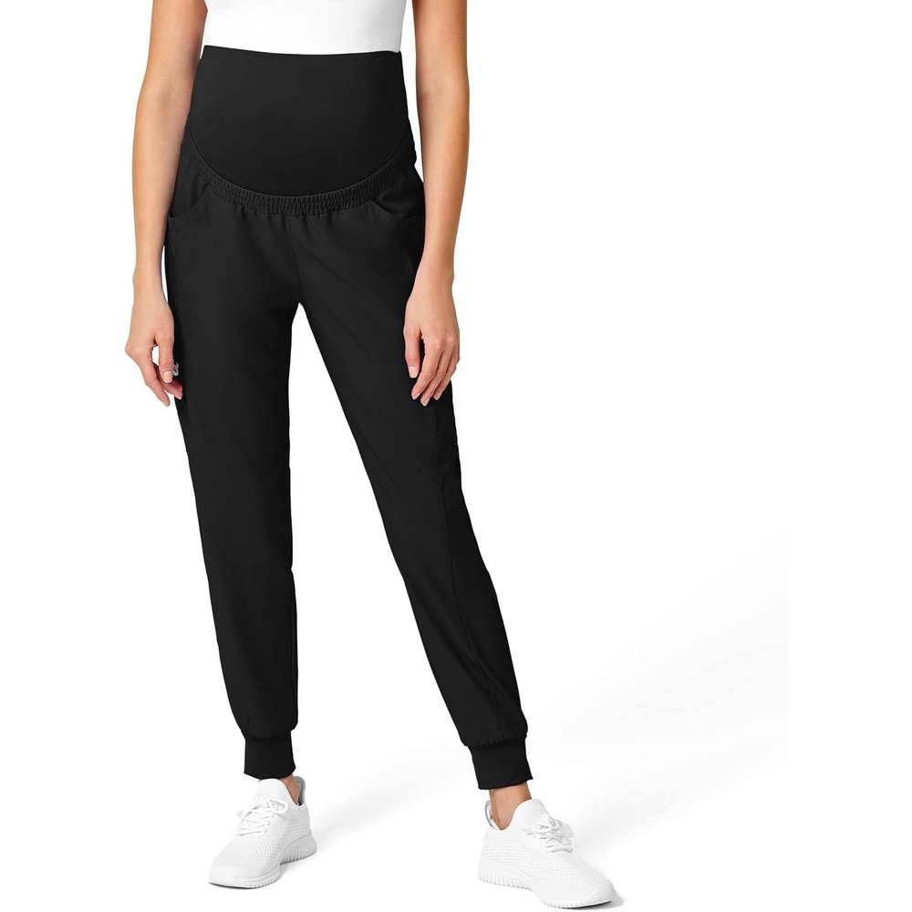 Wink Scrubs for Women, W123, Maternity Joggers Pants with 7 Pockets(Black)