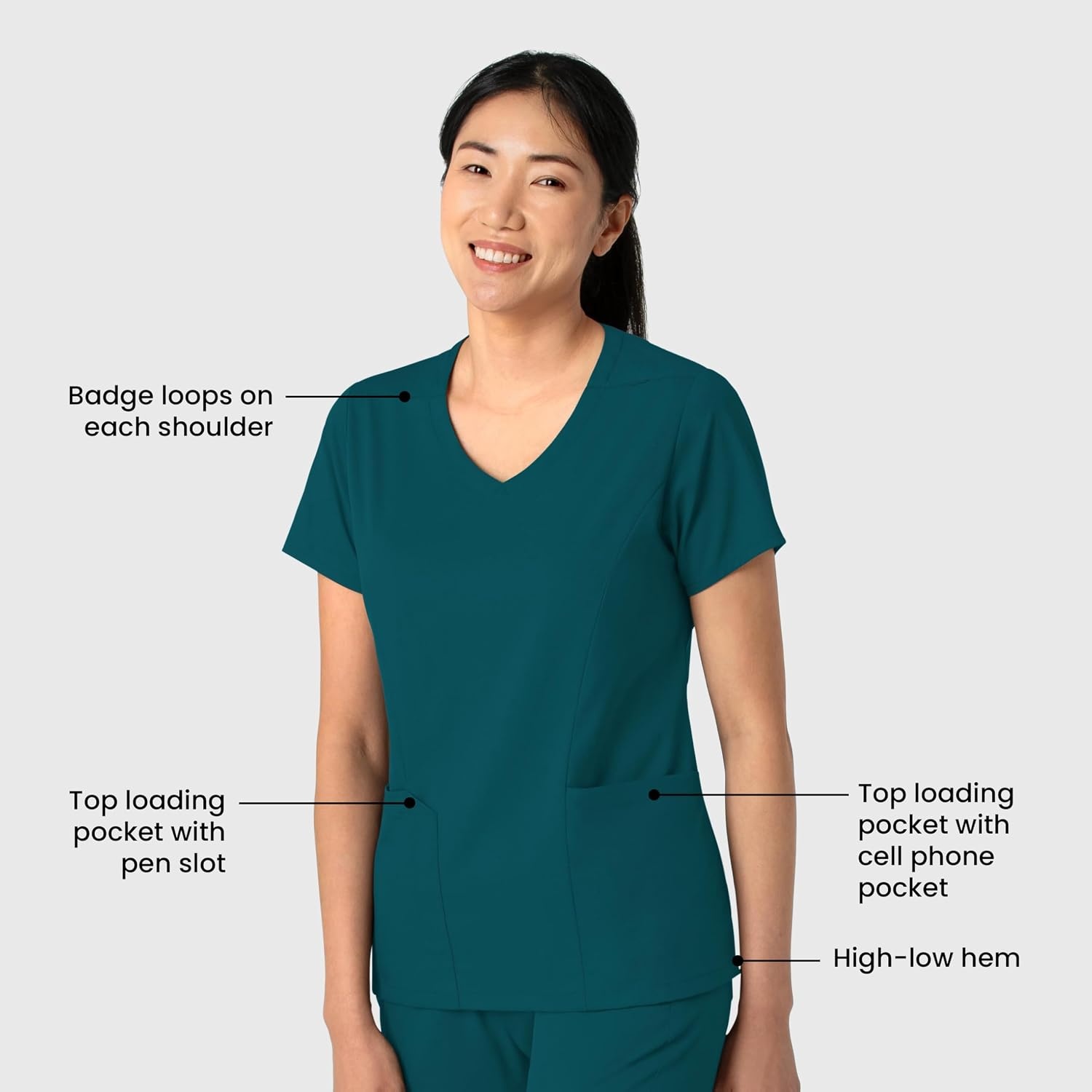 Wink Boundless Women’s 2-Pocket V-Neck Scrub Top(Caribbean)