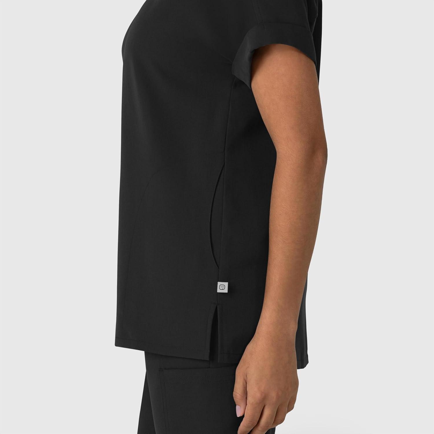 Wink Women’s Women’s Drop Shoulder Boxy Scrub Top(Black)
