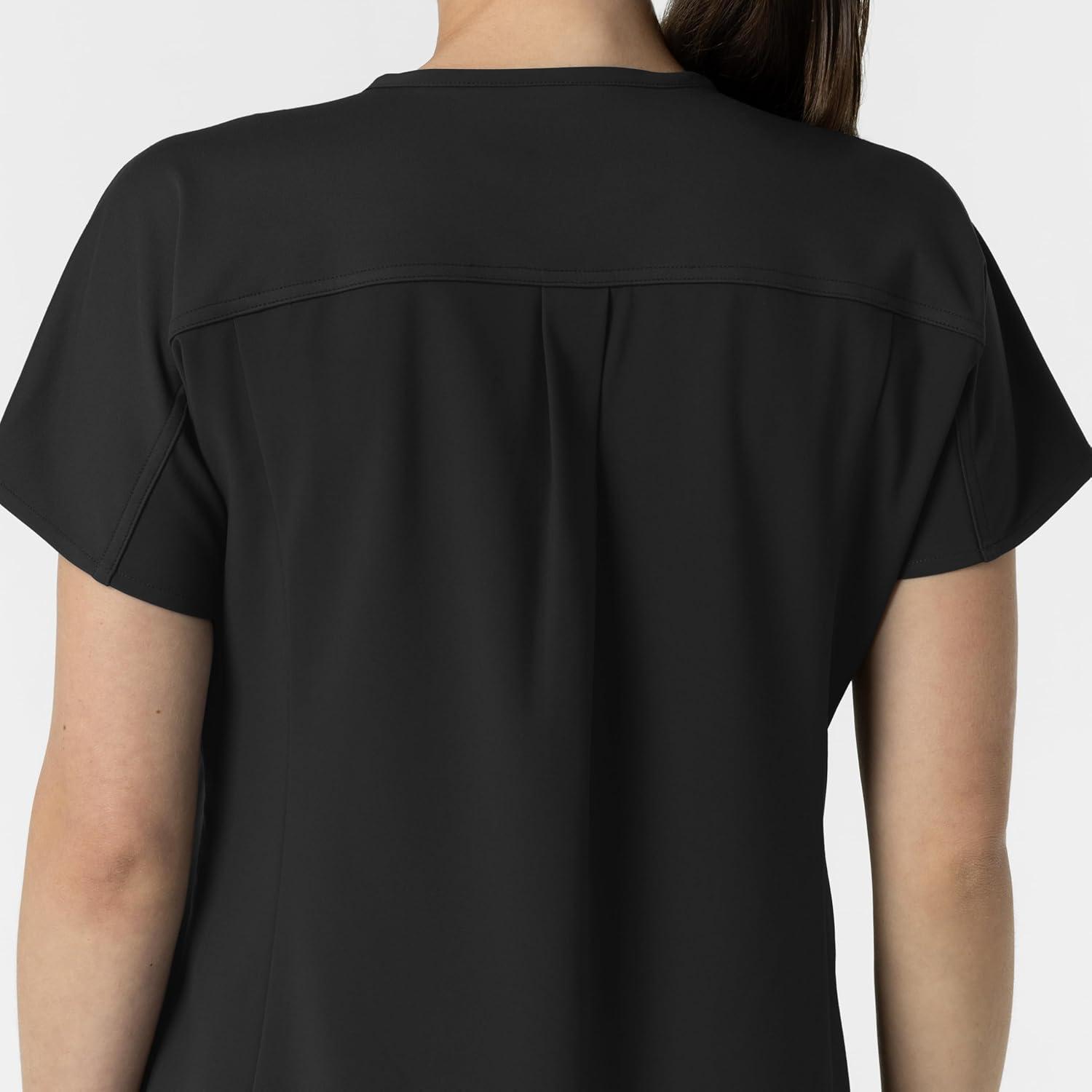 Wink Women’s Women’s V-Neck Tunic Scrub Top(Black)