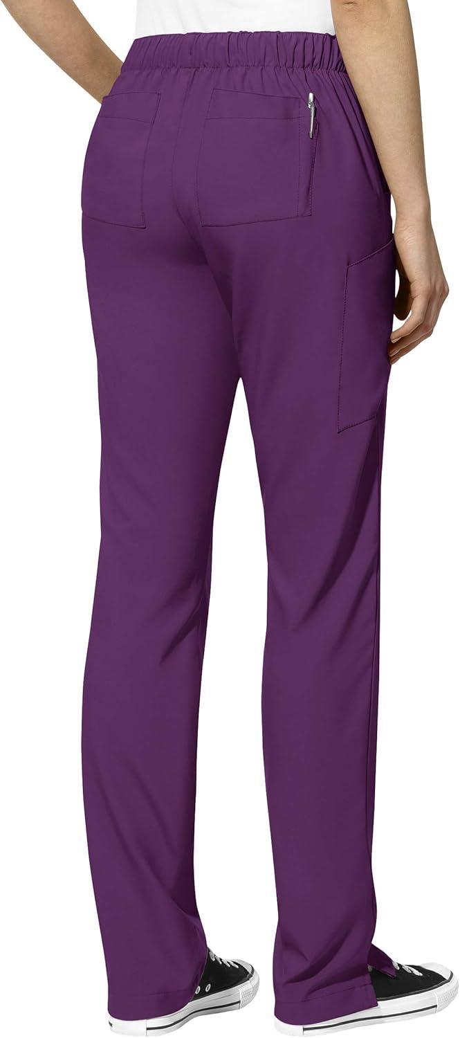 WonderWink W123 Women’s Stylized V-neck Top & Flat Front Double Cargo Pant Scrub Set + Badge Reel(Grape)