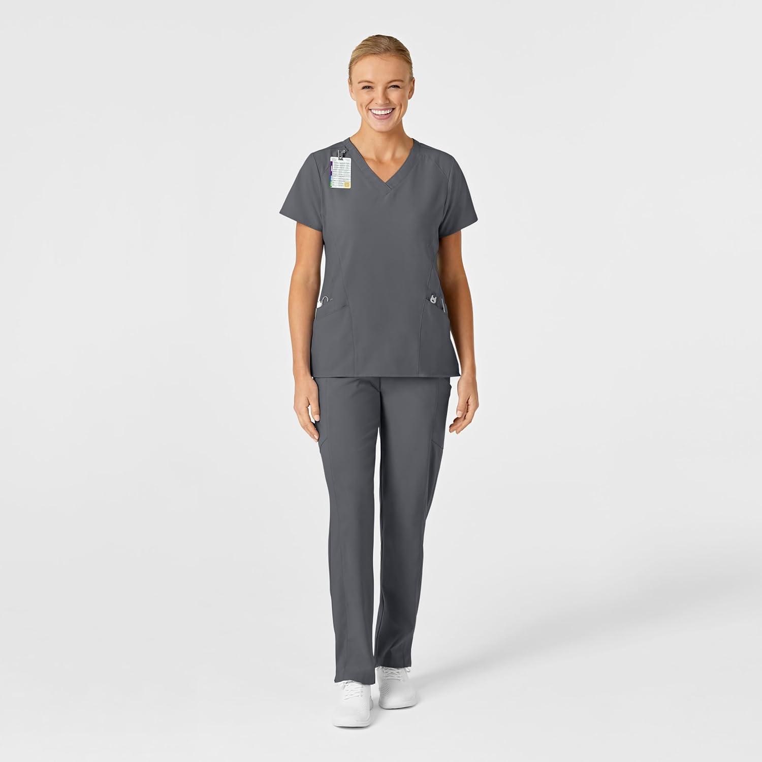 Wink Women’s Women’s Stylized V-Neck Scrub Top(Pewter)