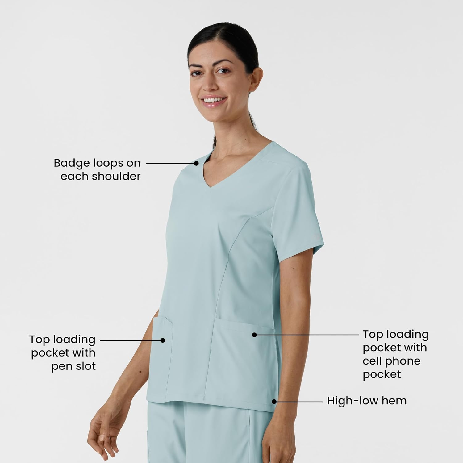 Wink Boundless Women’s 2-Pocket V-Neck Scrub Top(Sky Blue)