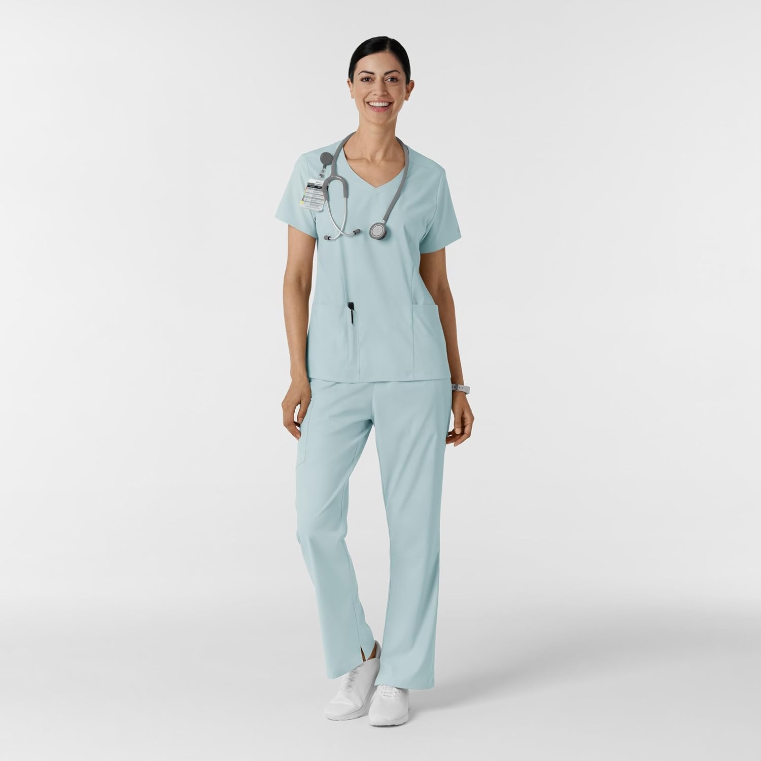 Wink Boundless Women’s 2-Pocket V-Neck Scrub Top(Sky Blue)