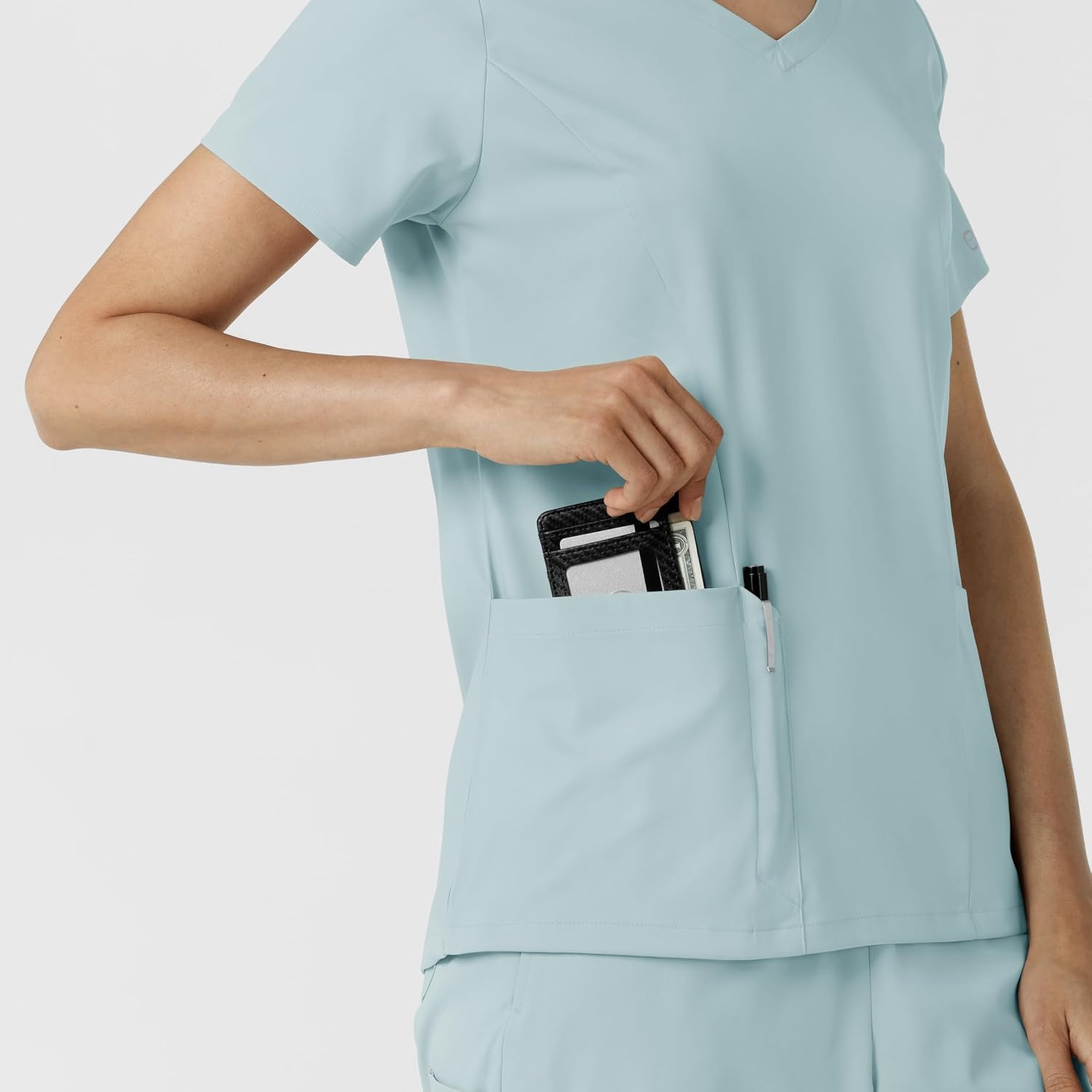 Wink Boundless Women’s 2-Pocket V-Neck Scrub Top(Sky Blue)