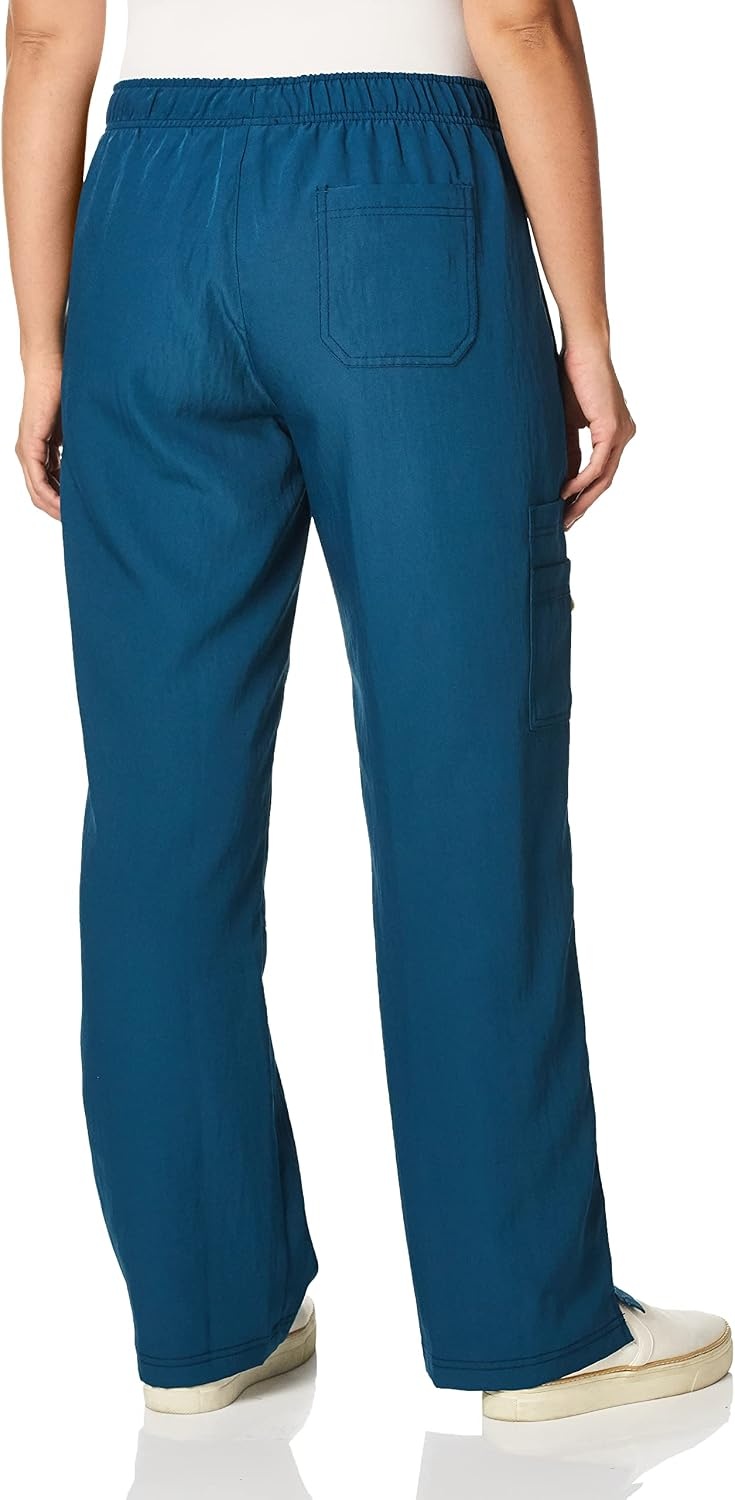 WonderWink Women’s Petite Four-Stretch Sporty Cargo Scrub Pant, Petite(Caribbean Blue)