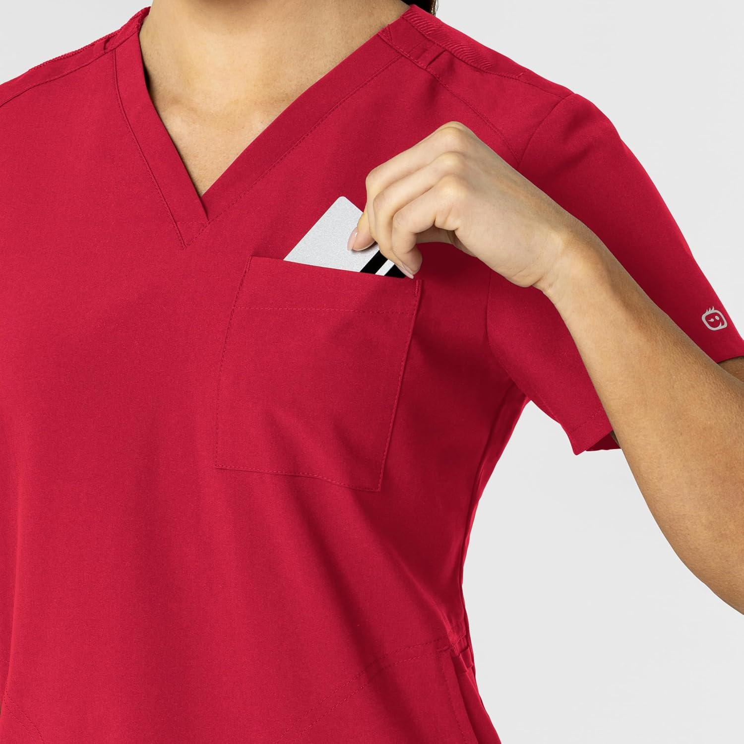 WonderWink Womens Women’s Flex-n-Reach V-Neck Scrub Top(Red)