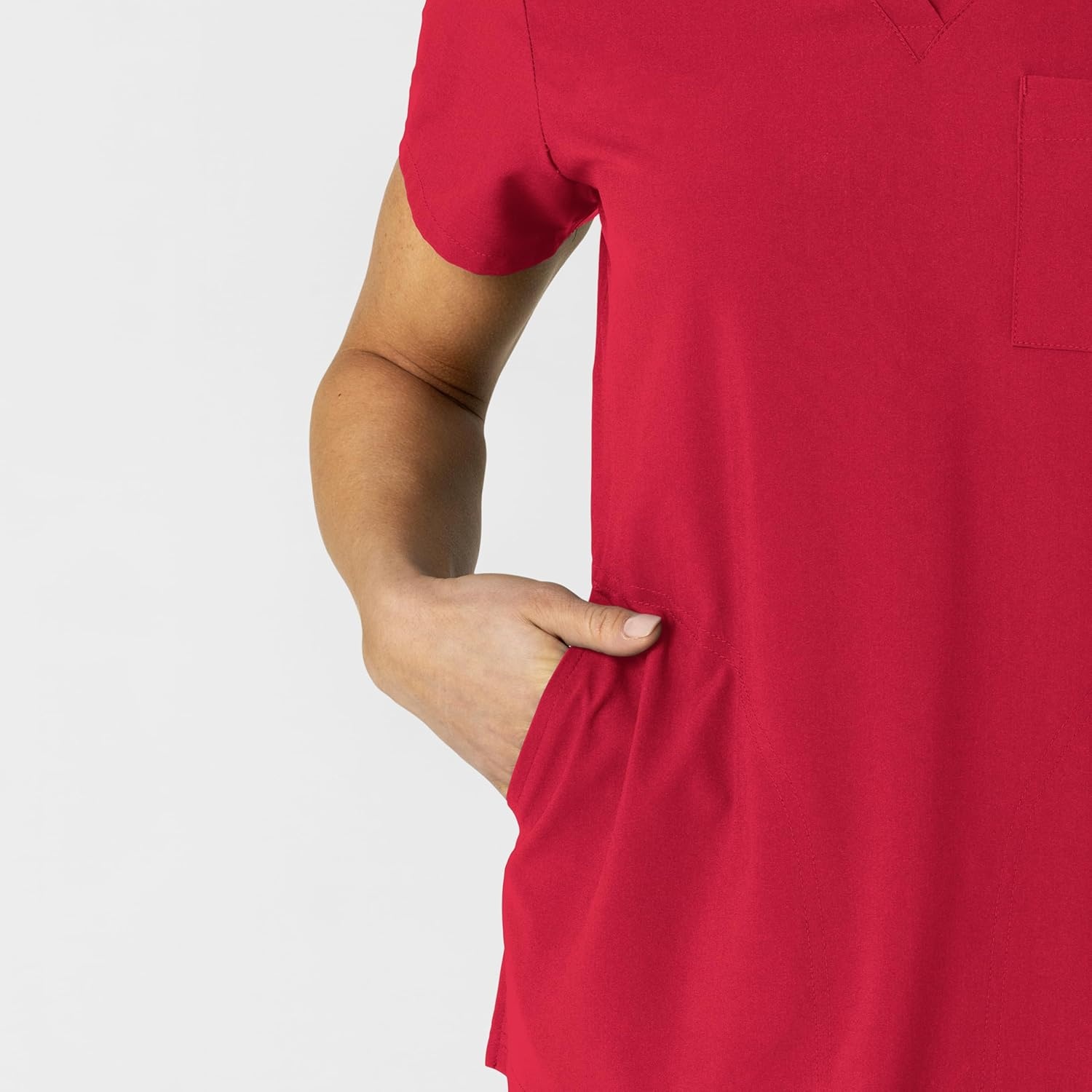 WonderWink Womens Women’s Flex-n-Reach V-Neck Scrub Top(Red)