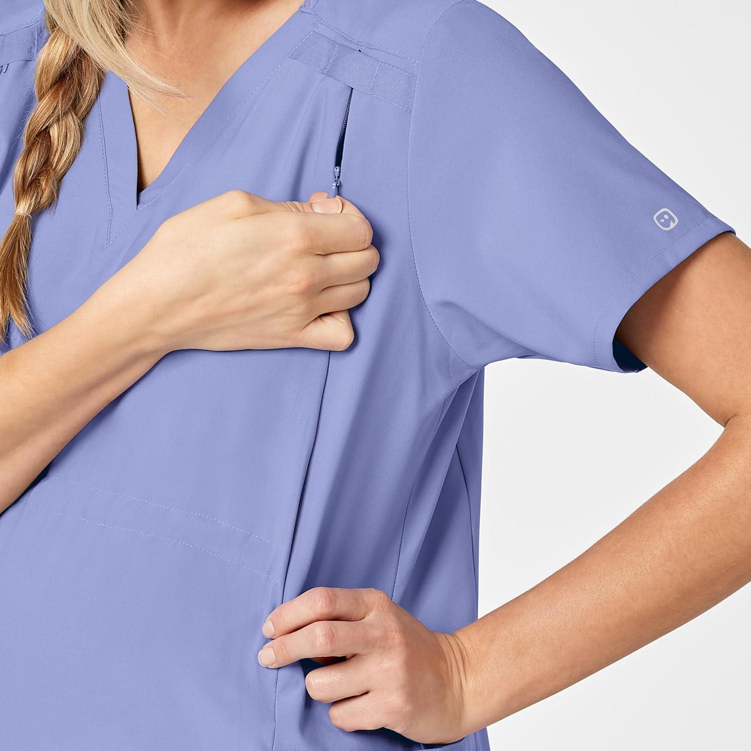 Wink Scrubs for Women, W123, Maternity V-Neck Tops with 5 Pockets(Ceil Blue)