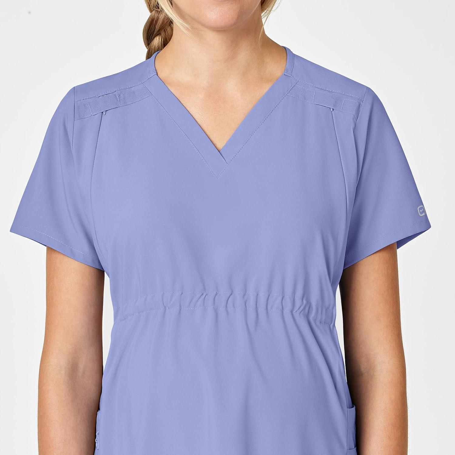 Wink Scrubs for Women, W123, Maternity V-Neck Tops with 5 Pockets(Ceil Blue)