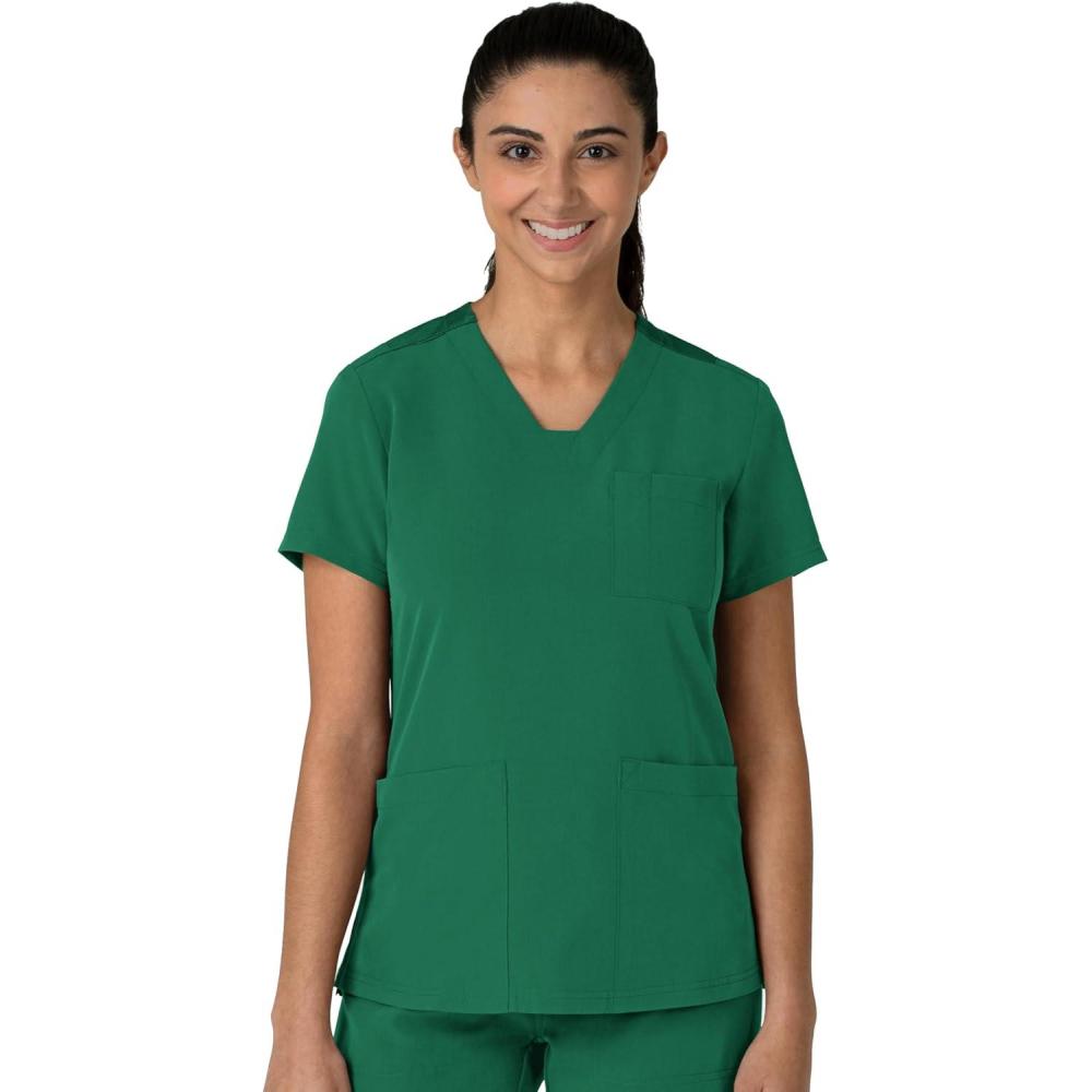 Wink Women’s Women’s Flex-n-Reach V-Neck Scrub Top(Hunter)