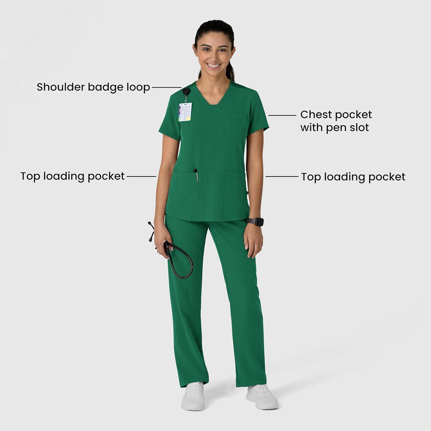 Wink Women’s Women’s Flex-n-Reach V-Neck Scrub Top(Hunter)