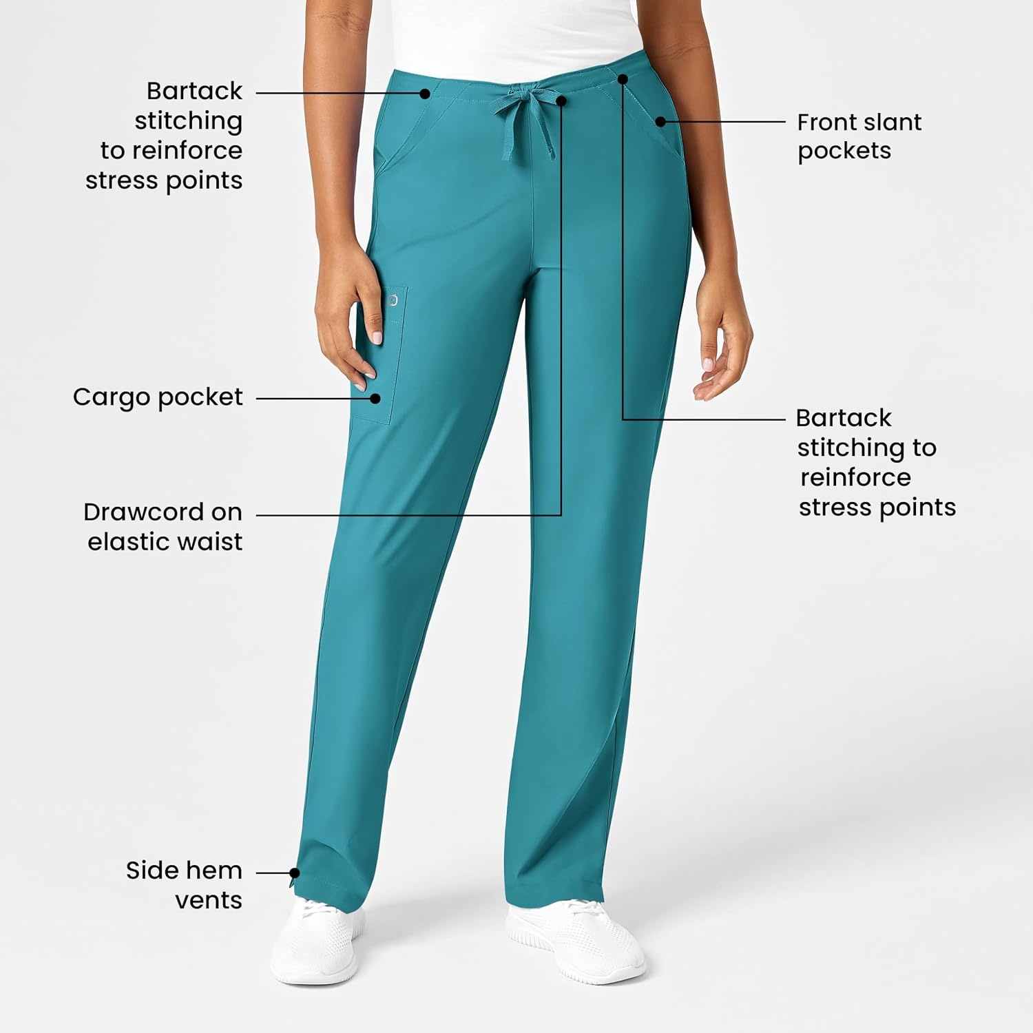 WINK W123 Women’s Drawstring Scrub Pant(Teal Blue)