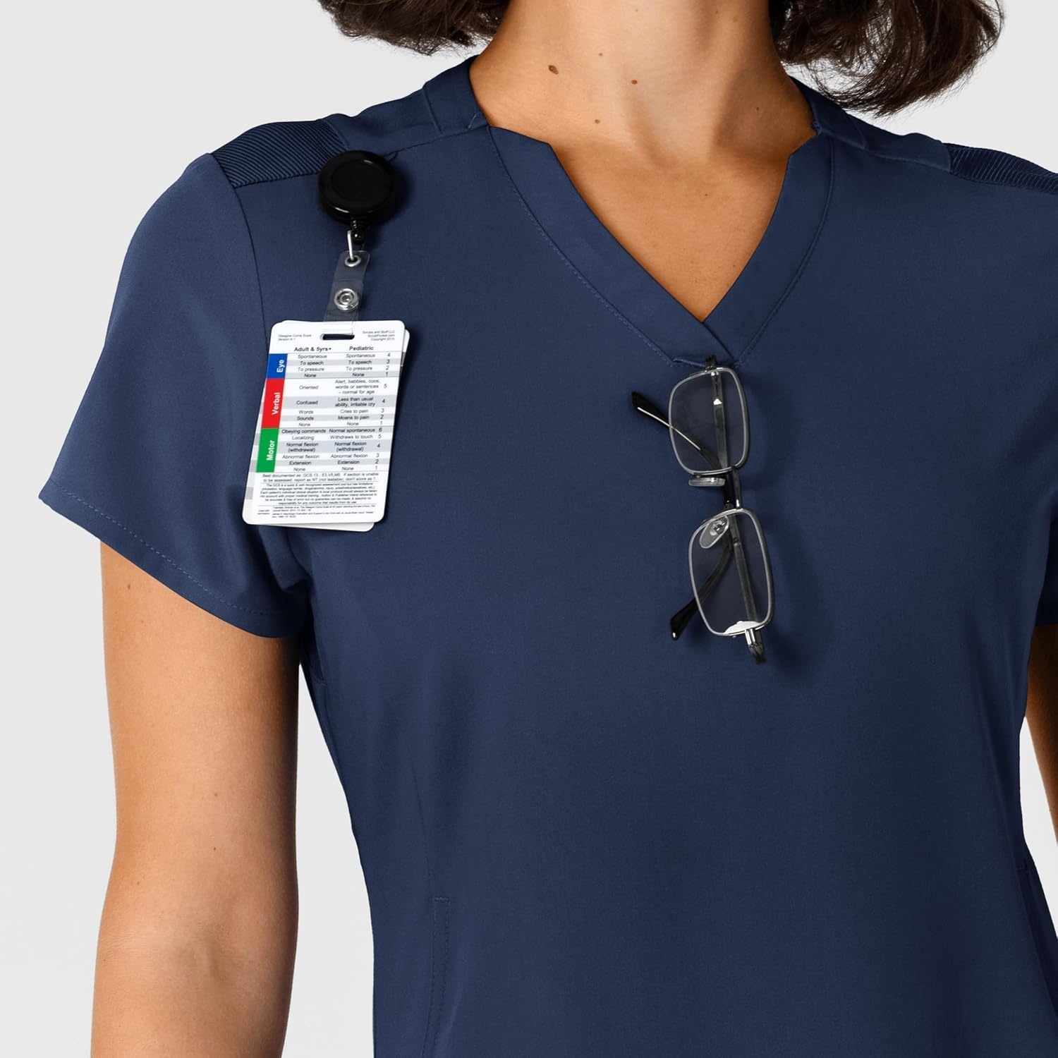 Wink Nova Women’s Flex-n-Reach Shoulder Panel V-Neck Scrub Top(Navy)