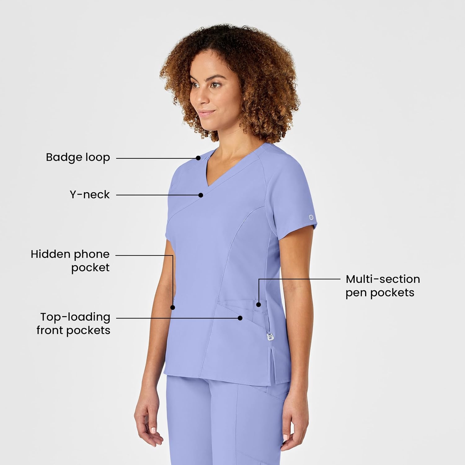 WINK W123 Women’s Mock Wrap Scrub Top, Ceil Blue, 3X