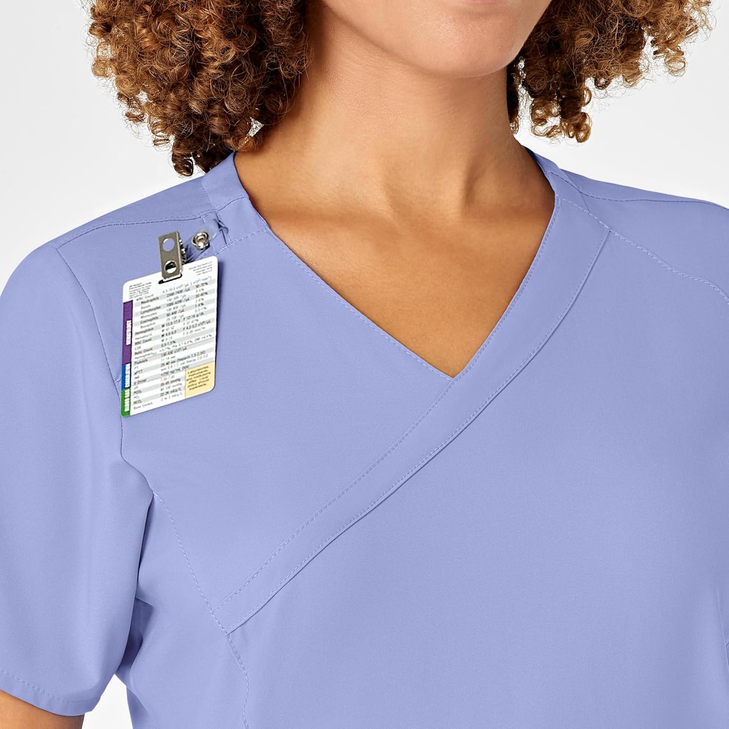 WINK W123 Women’s Mock Wrap Scrub Top, Ceil Blue, 3X