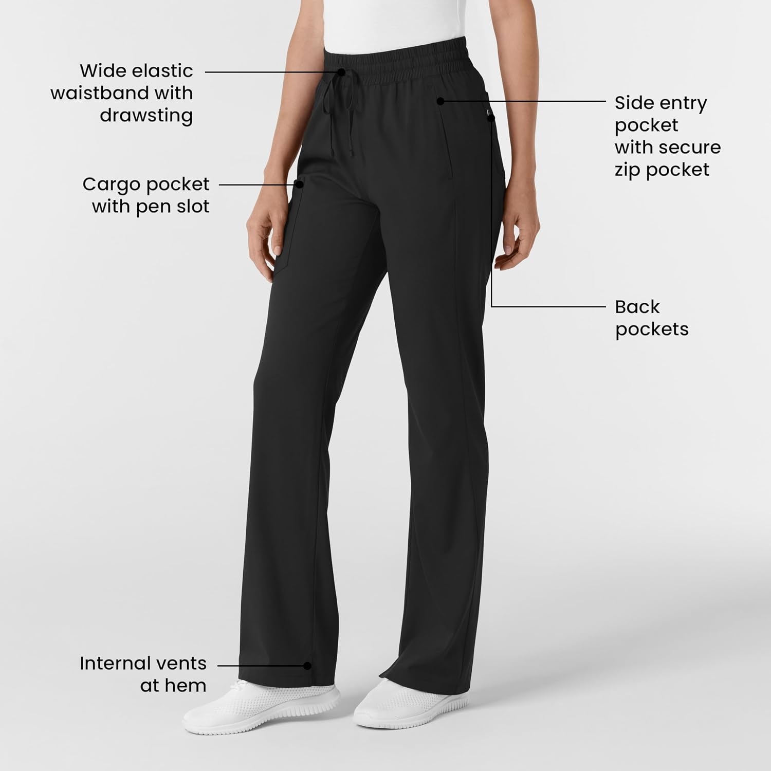 Wink Boundless Women’s Bootcut Scrub Pant(Black)