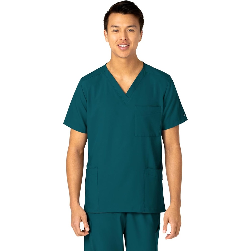 Wink W123 Unisex 4 Pocket Utility Scrub Top(Caribbean Blue)