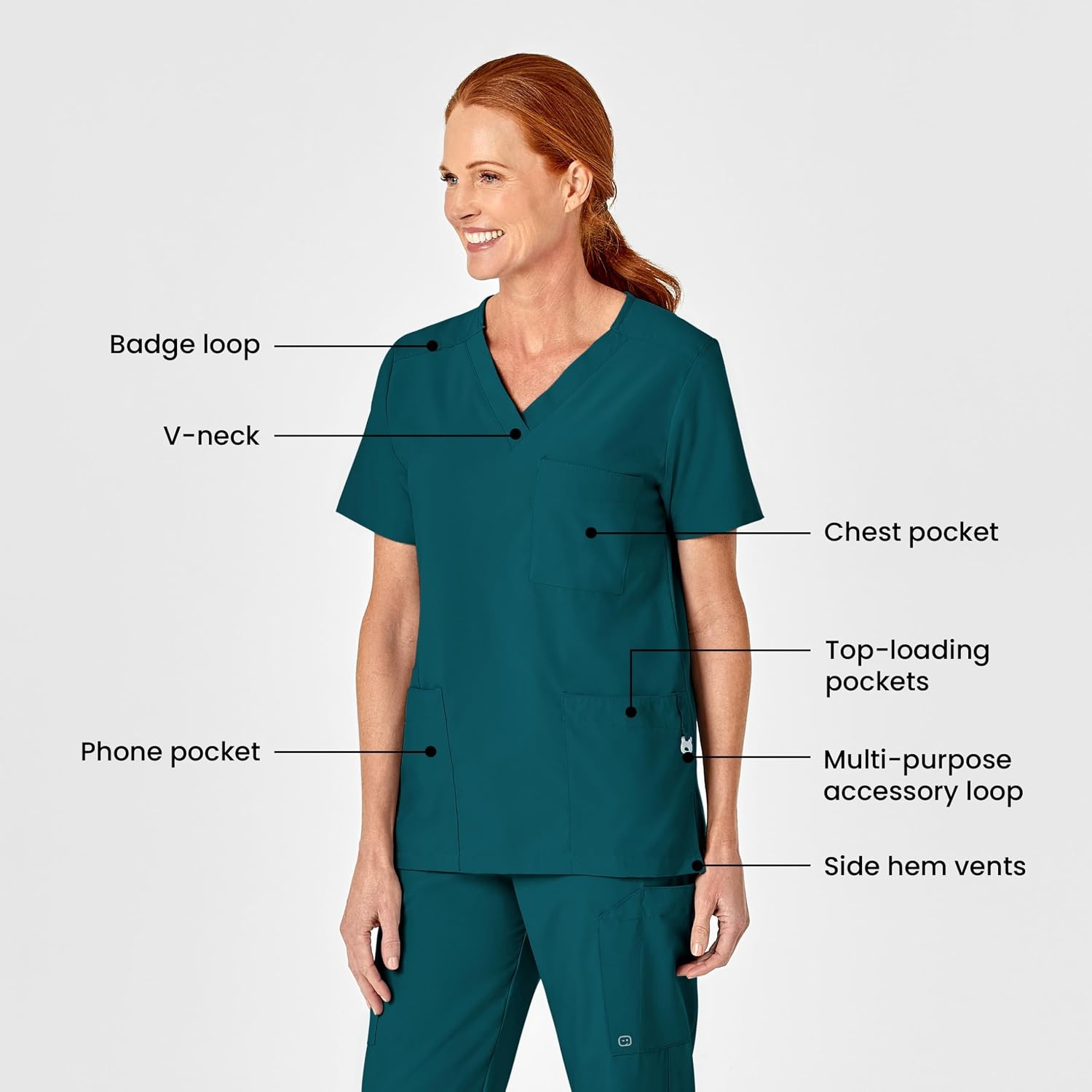 Wink W123 Unisex 4 Pocket Utility Scrub Top(Caribbean Blue)