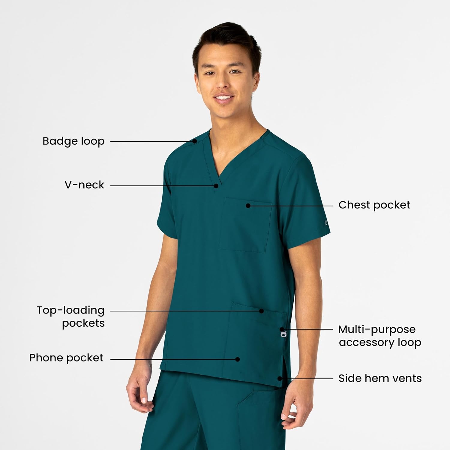 Wink W123 Unisex 4 Pocket Utility Scrub Top(Caribbean Blue)