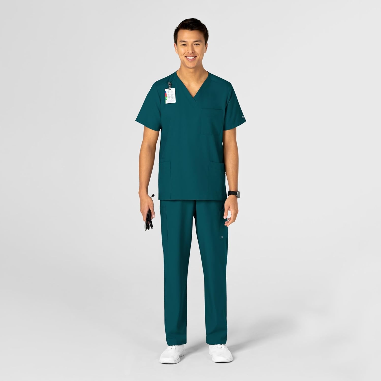 Wink W123 Unisex 4 Pocket Utility Scrub Top(Caribbean Blue)