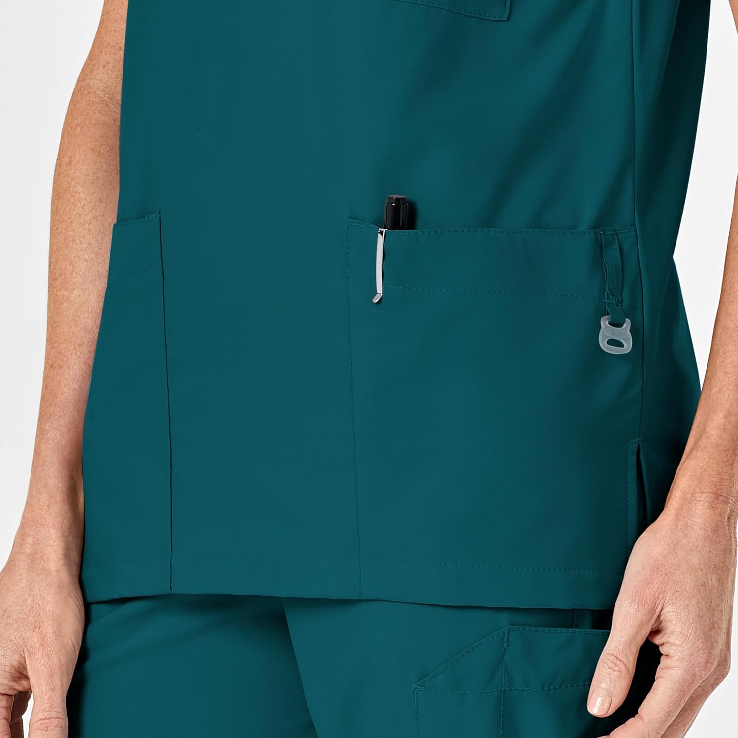 Wink W123 Unisex 4 Pocket Utility Scrub Top(Caribbean Blue)