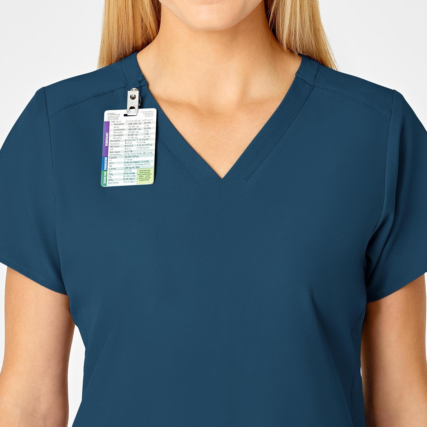 WINK Scrubs for Women, W123, Stylized V-Neck Tops with 5 Pockets(Caribbean)