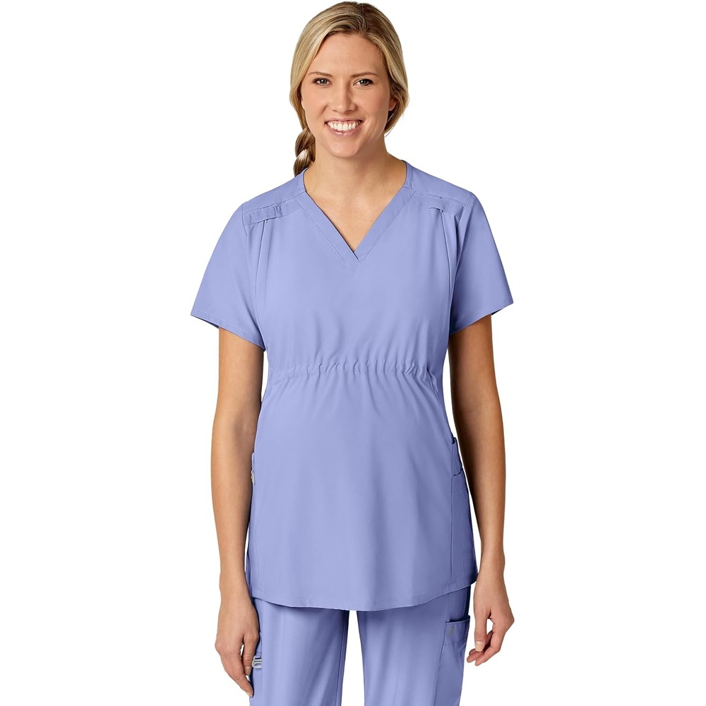 Wink W123 Maternity V-Neck Scrub Top(Ceil Blue)
