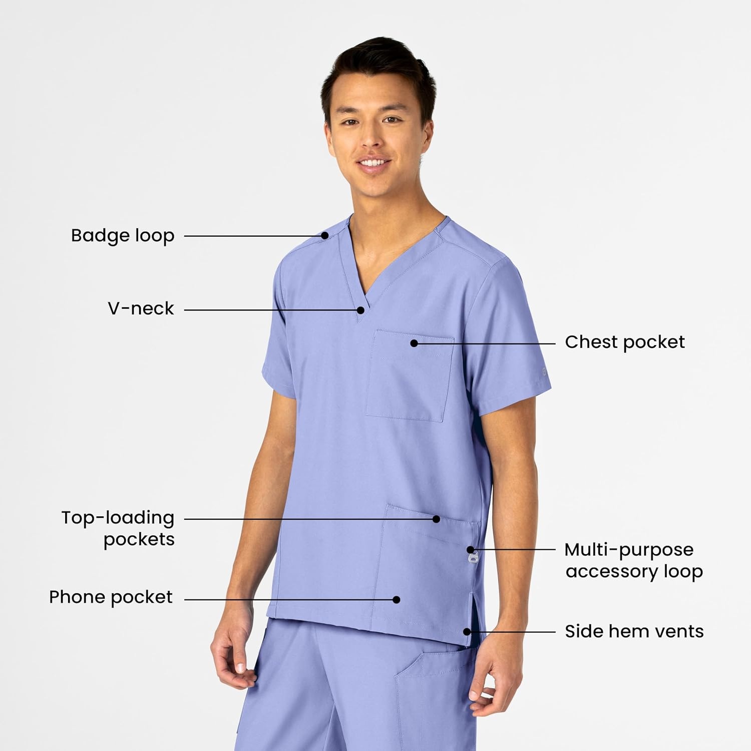 Wink W123 Unisex 4 Pocket Utility Scrub Top(Ceil Blue)