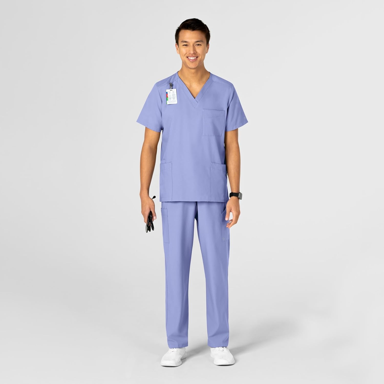 Wink W123 Unisex 4 Pocket Utility Scrub Top(Ceil Blue)