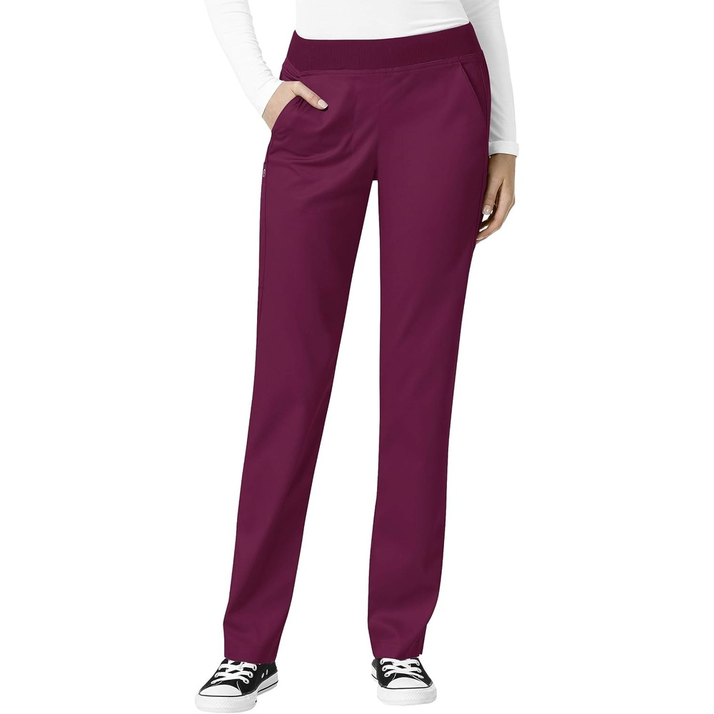 WonderWink Women’s Women’s Knit Waist Cargo Scrub Pant(Wine)