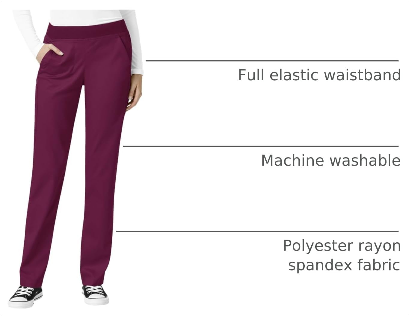 WonderWink Women’s Women’s Knit Waist Cargo Scrub Pant(Wine)