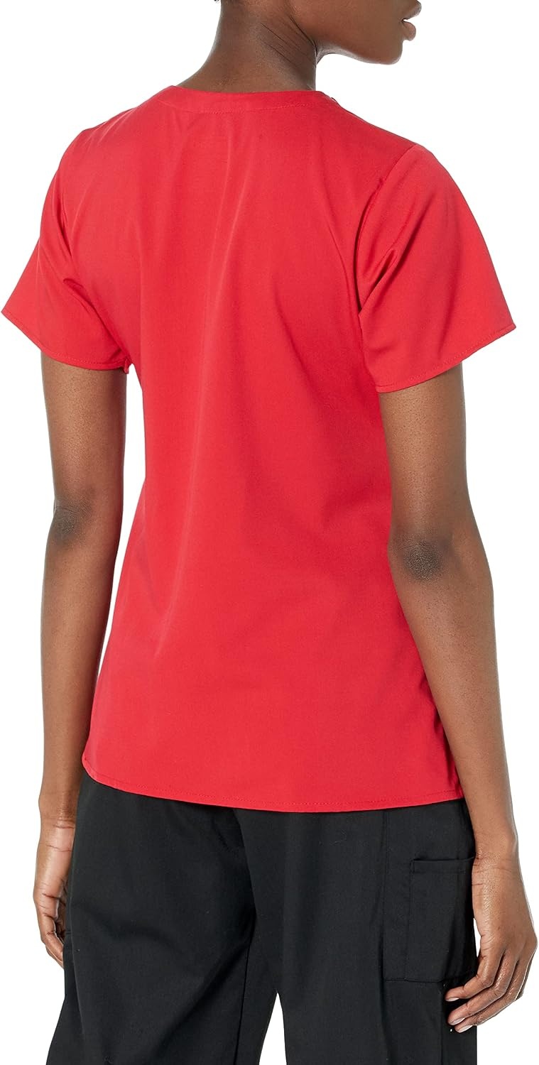 WonderWink womens Women’s Four Pocket V-neck Top Medical Scrubs Shirt, Red, Small US