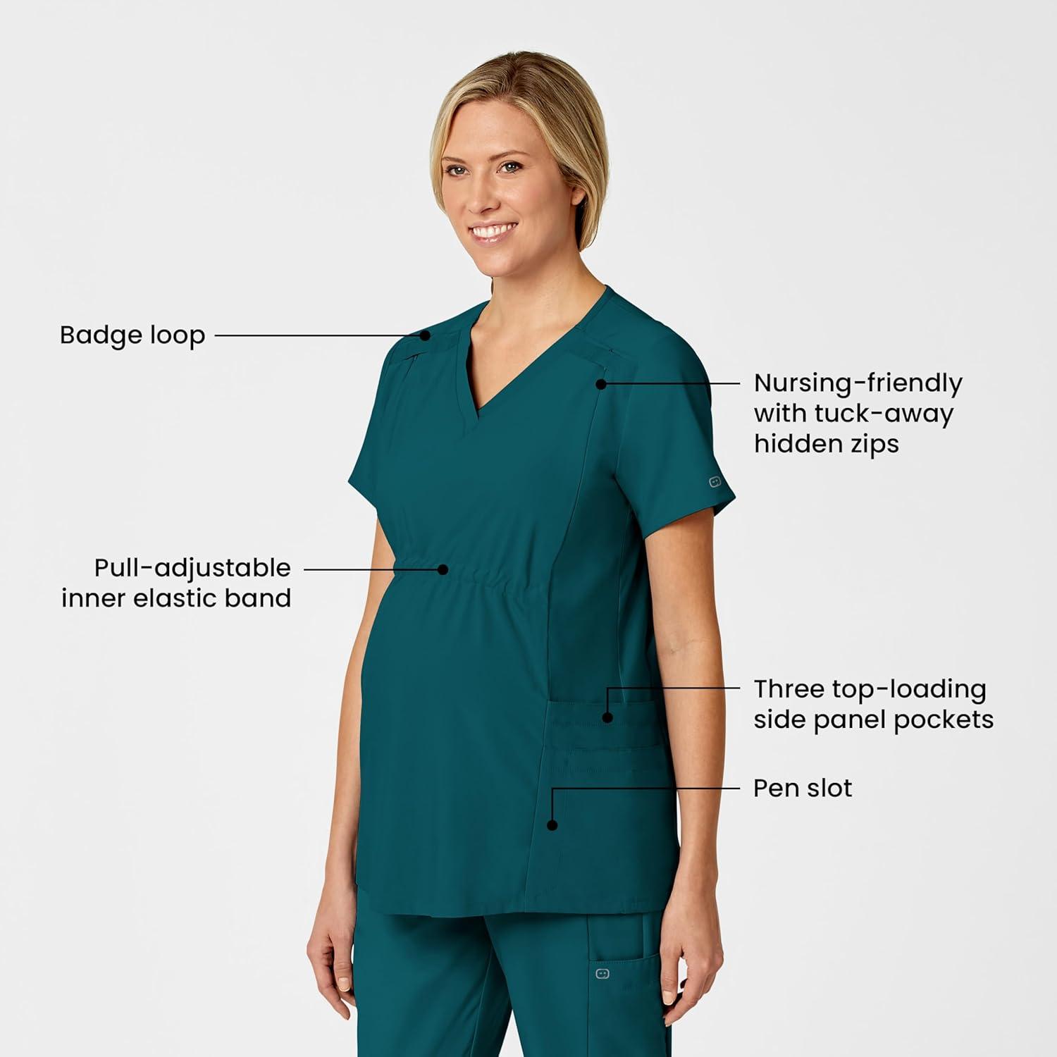 Wink Scrubs for Women, W123, Maternity V-Neck Tops with 5 Pockets(Caribbean)