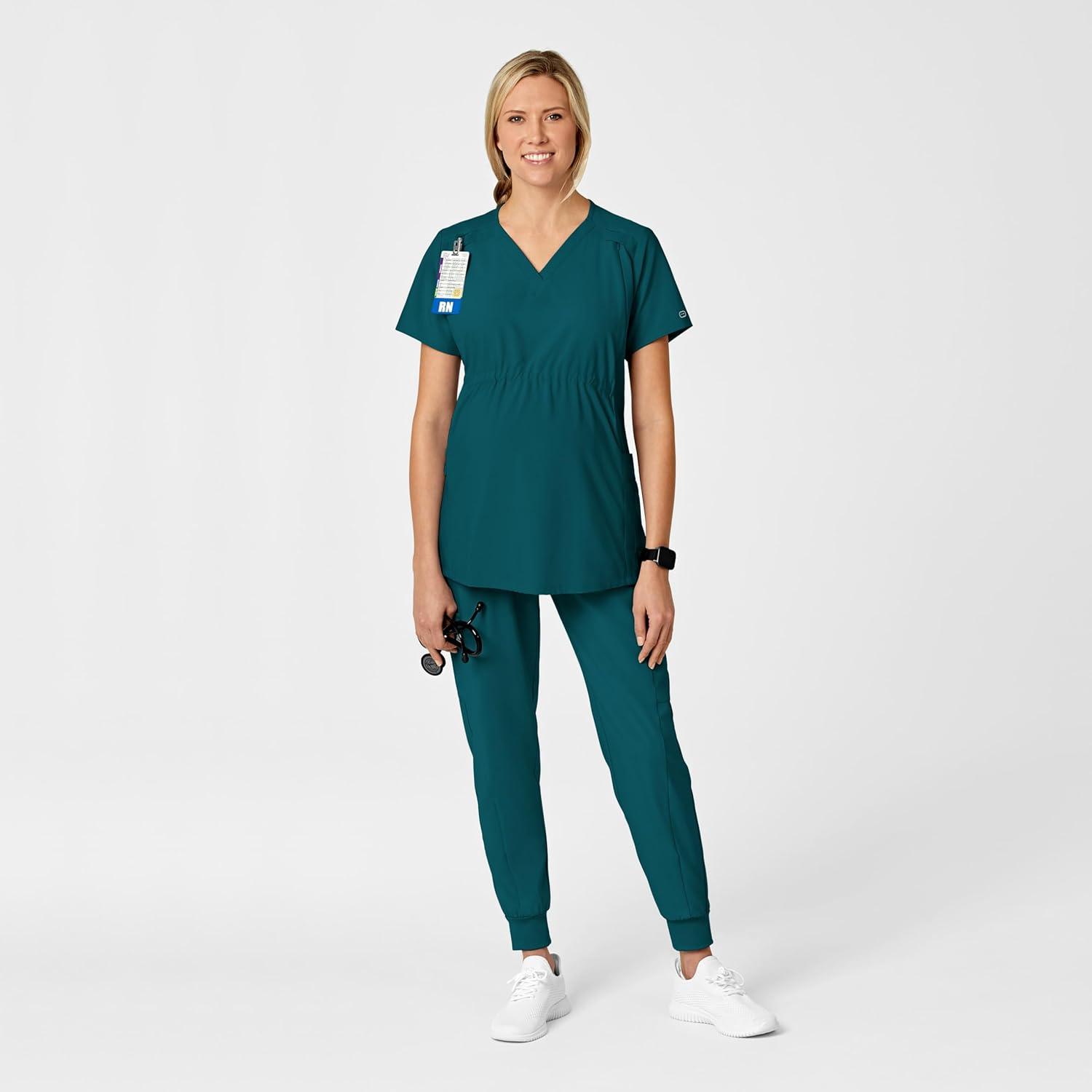Wink Scrubs for Women, W123, Maternity V-Neck Tops with 5 Pockets(Caribbean)