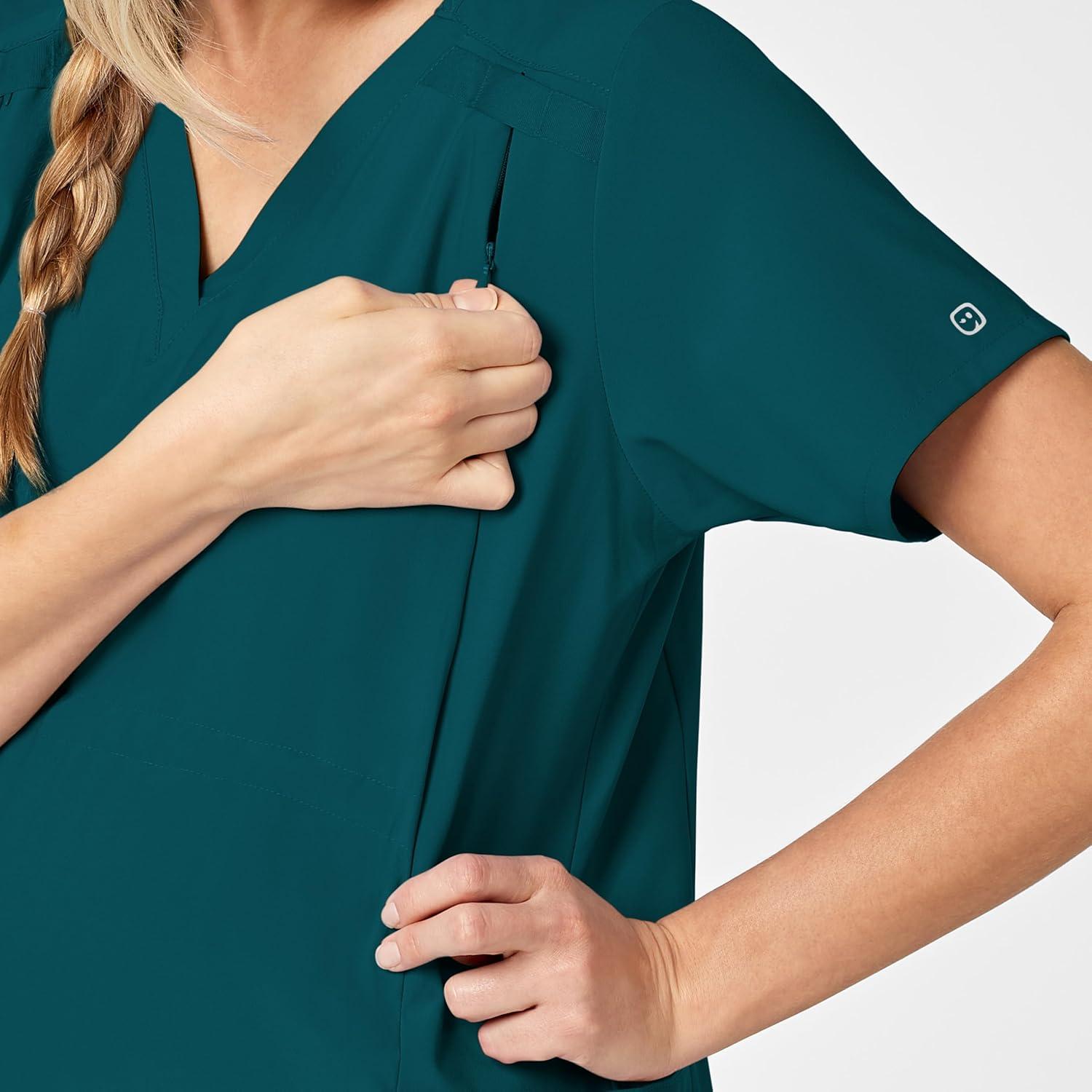 Wink Scrubs for Women, W123, Maternity V-Neck Tops with 5 Pockets(Caribbean)