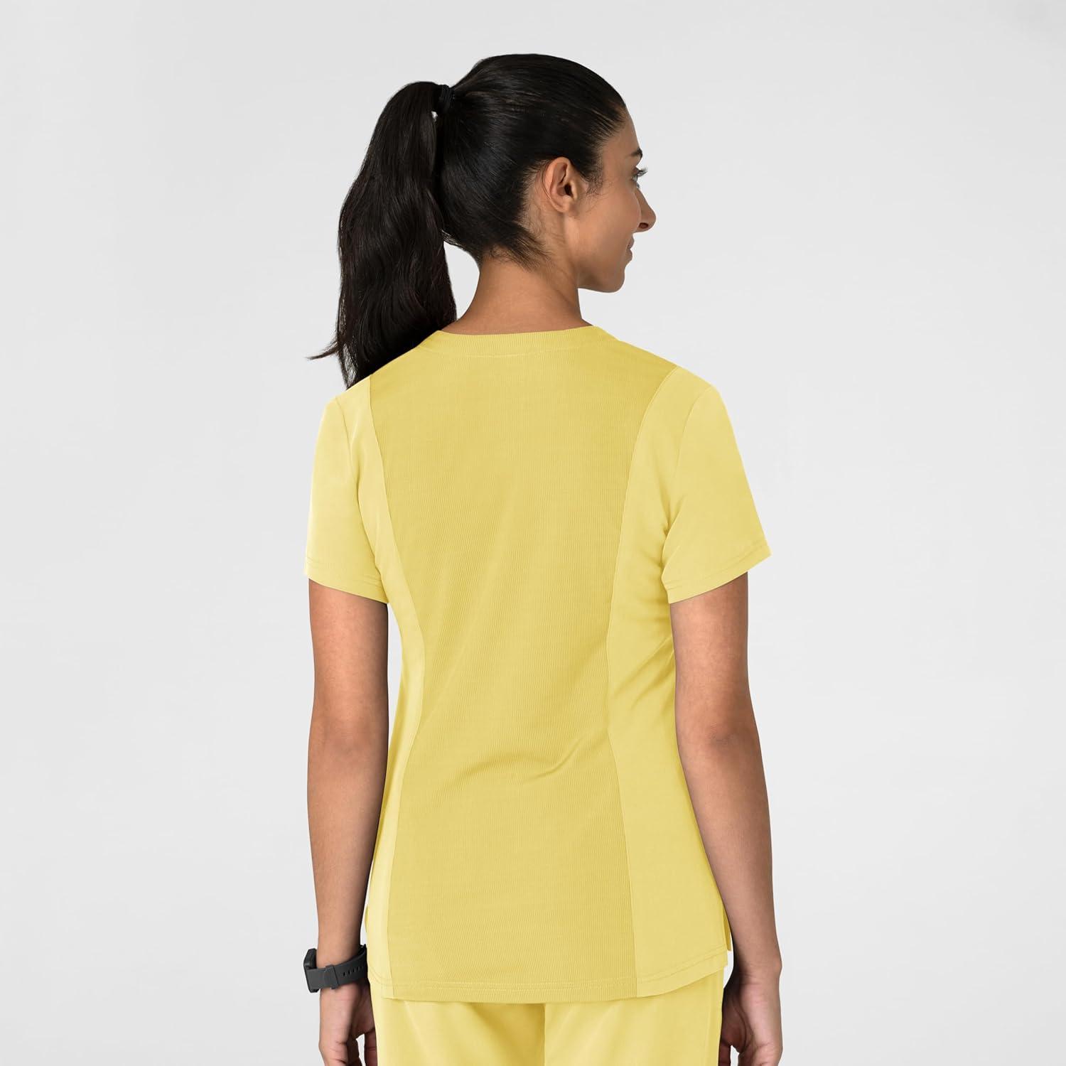 Wink Women’s Women’s Flex-n-Reach V-Neck Scrub Top(Sunshine Yellow)