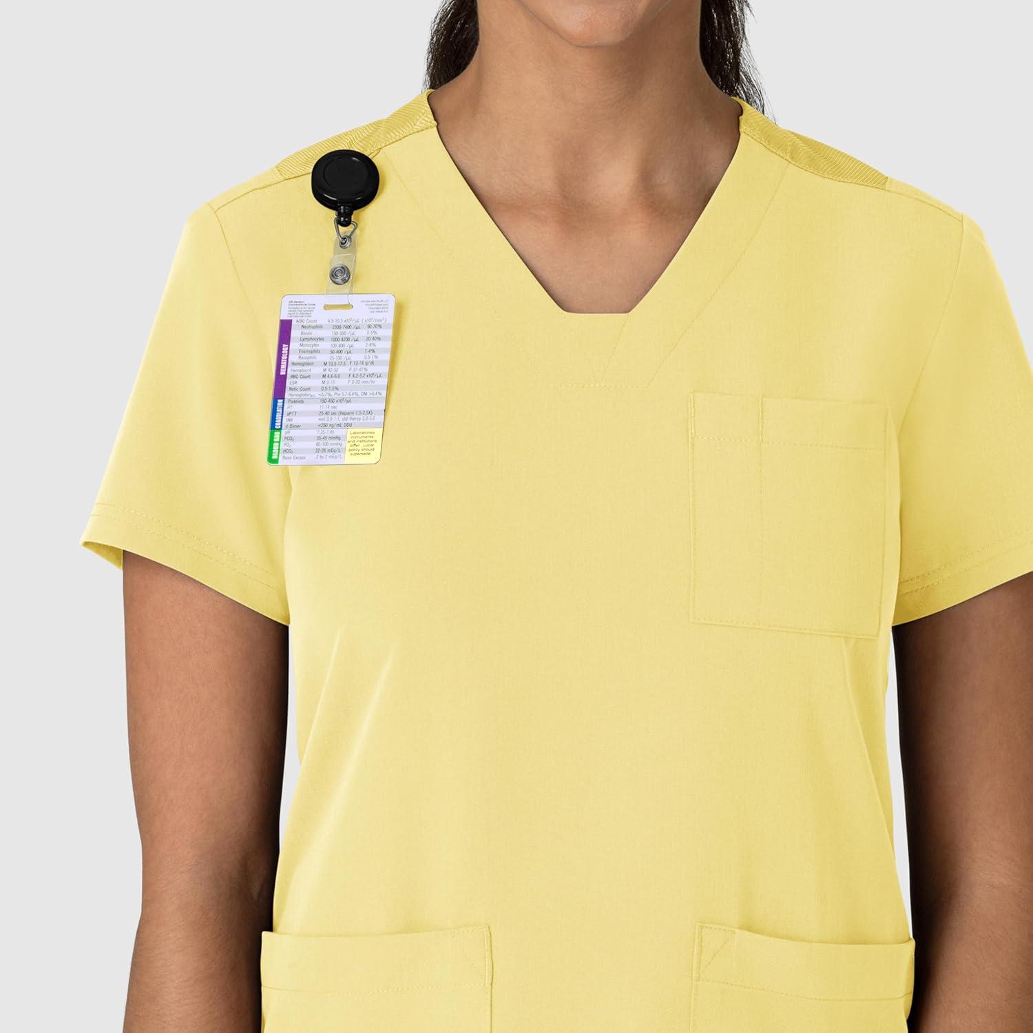 Wink Women’s Women’s Flex-n-Reach V-Neck Scrub Top(Sunshine Yellow)