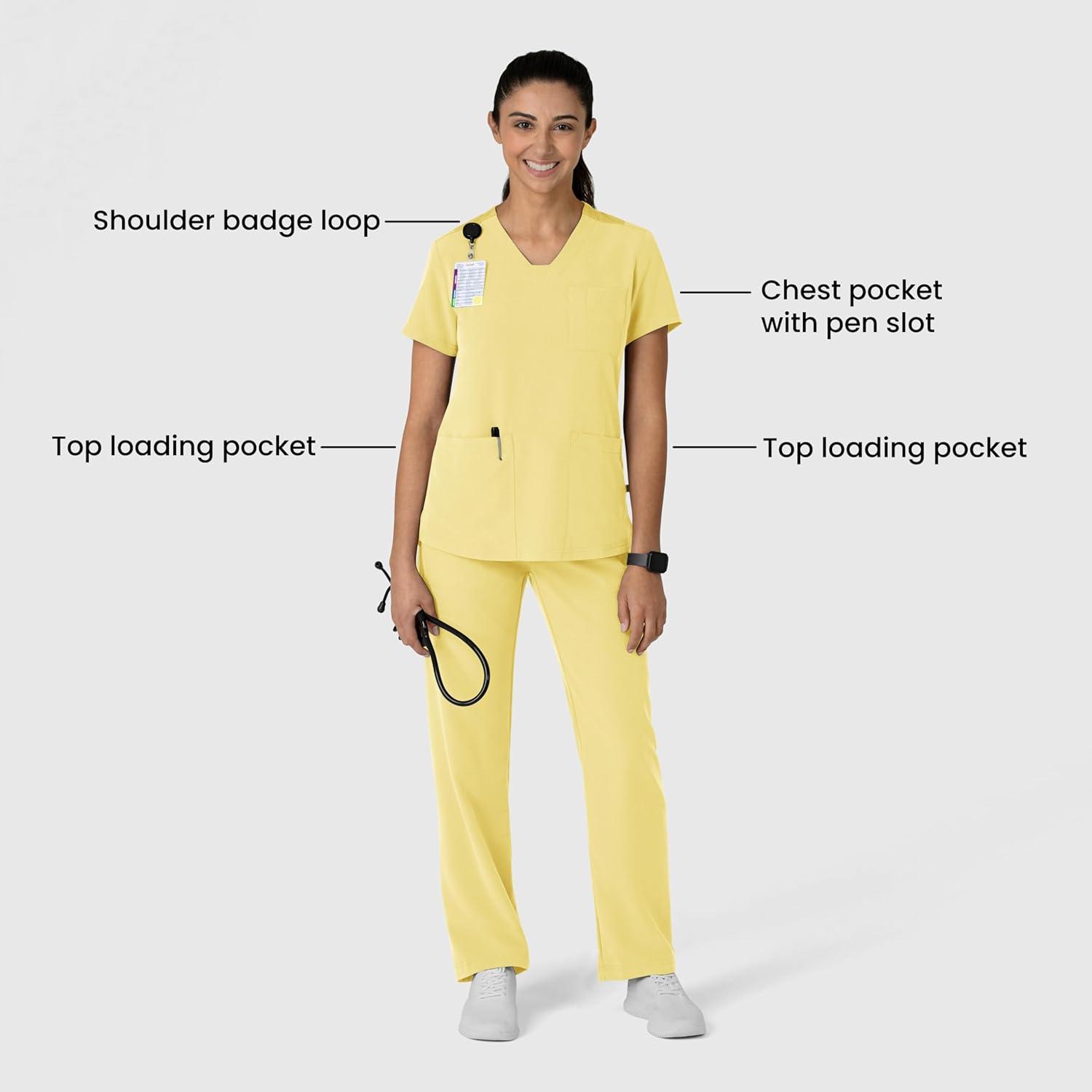 Wink Women’s Women’s Flex-n-Reach V-Neck Scrub Top(Sunshine Yellow)