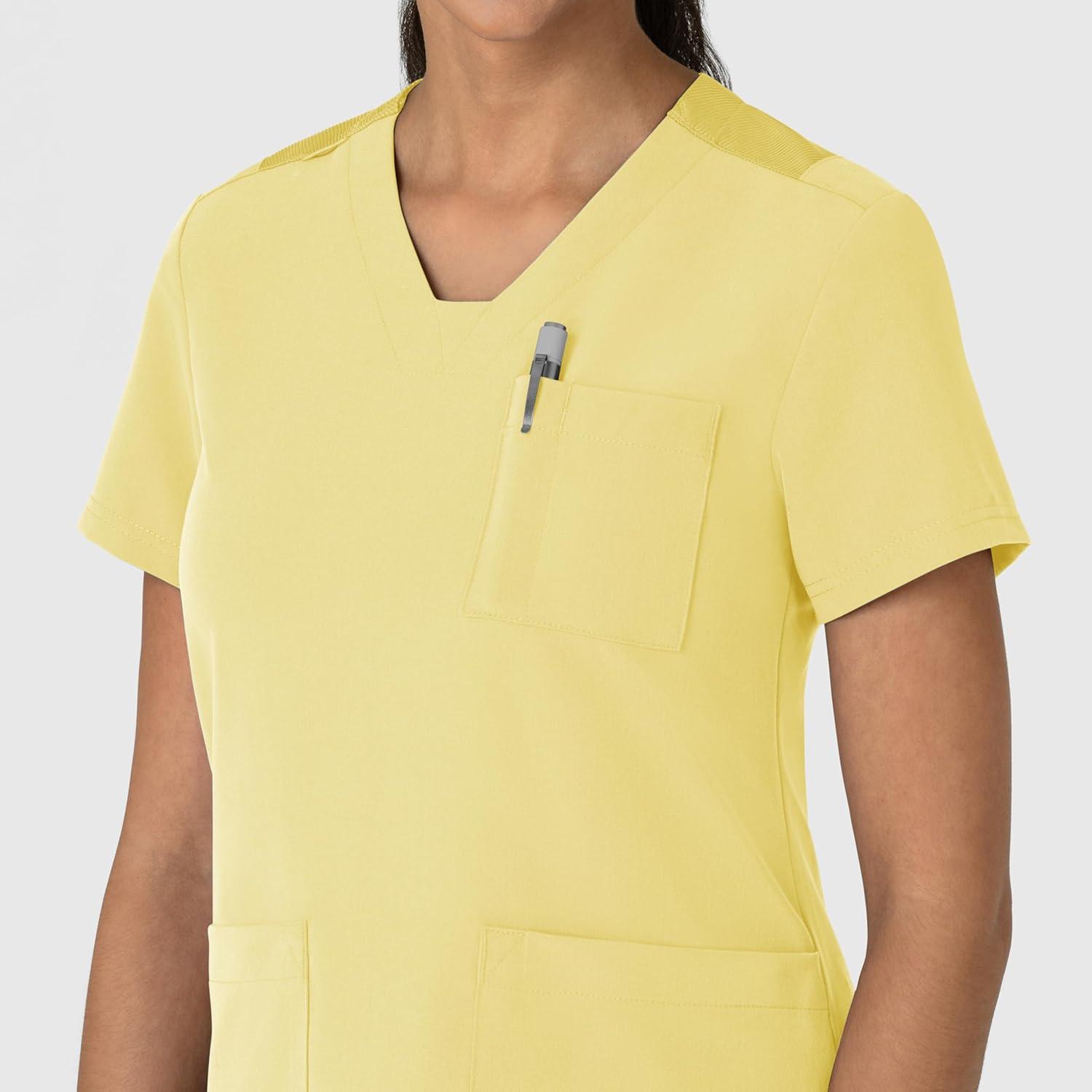 Wink Women’s Women’s Flex-n-Reach V-Neck Scrub Top(Sunshine Yellow)