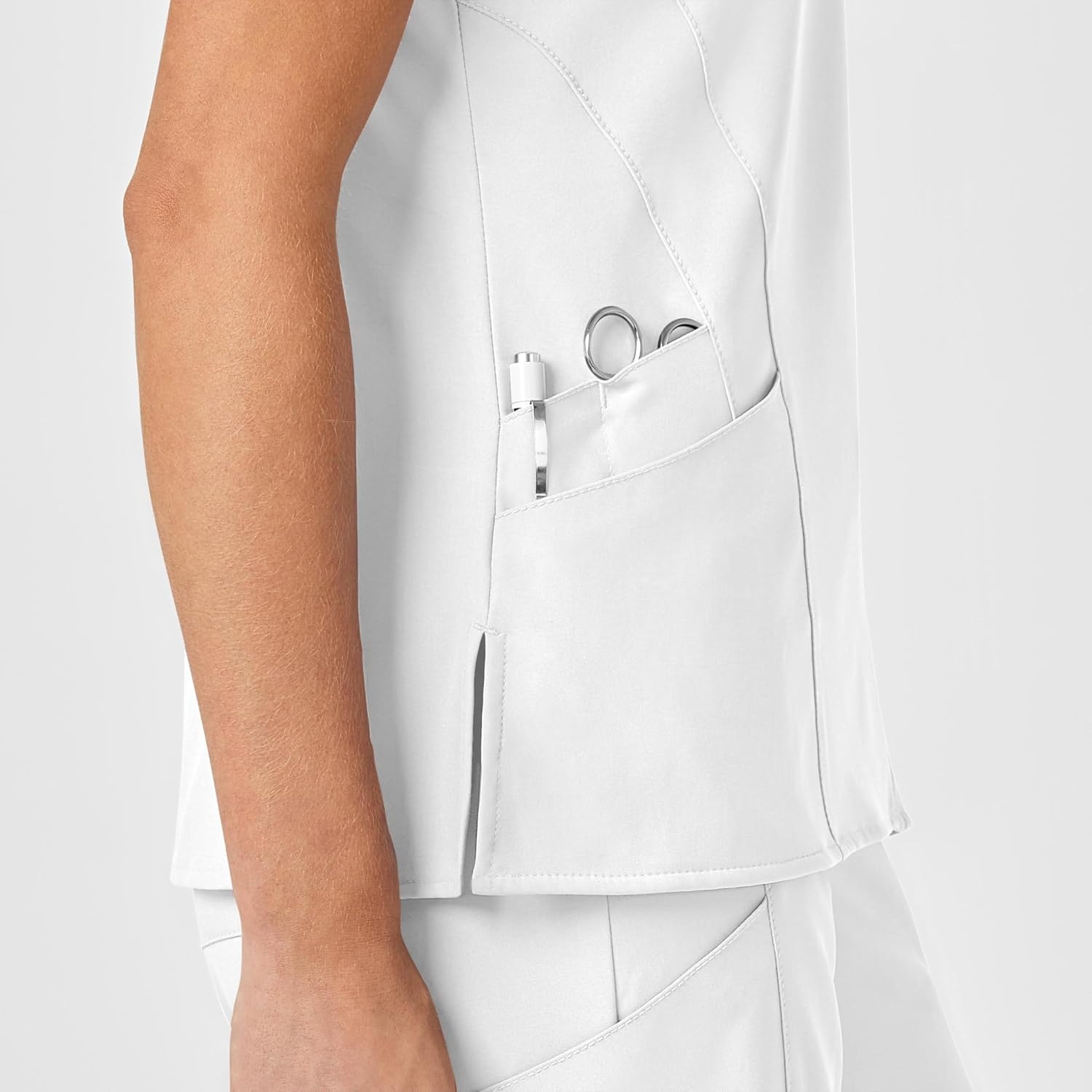 Wink W123 Women’s Stylized V-Neck Scrub Top(White)