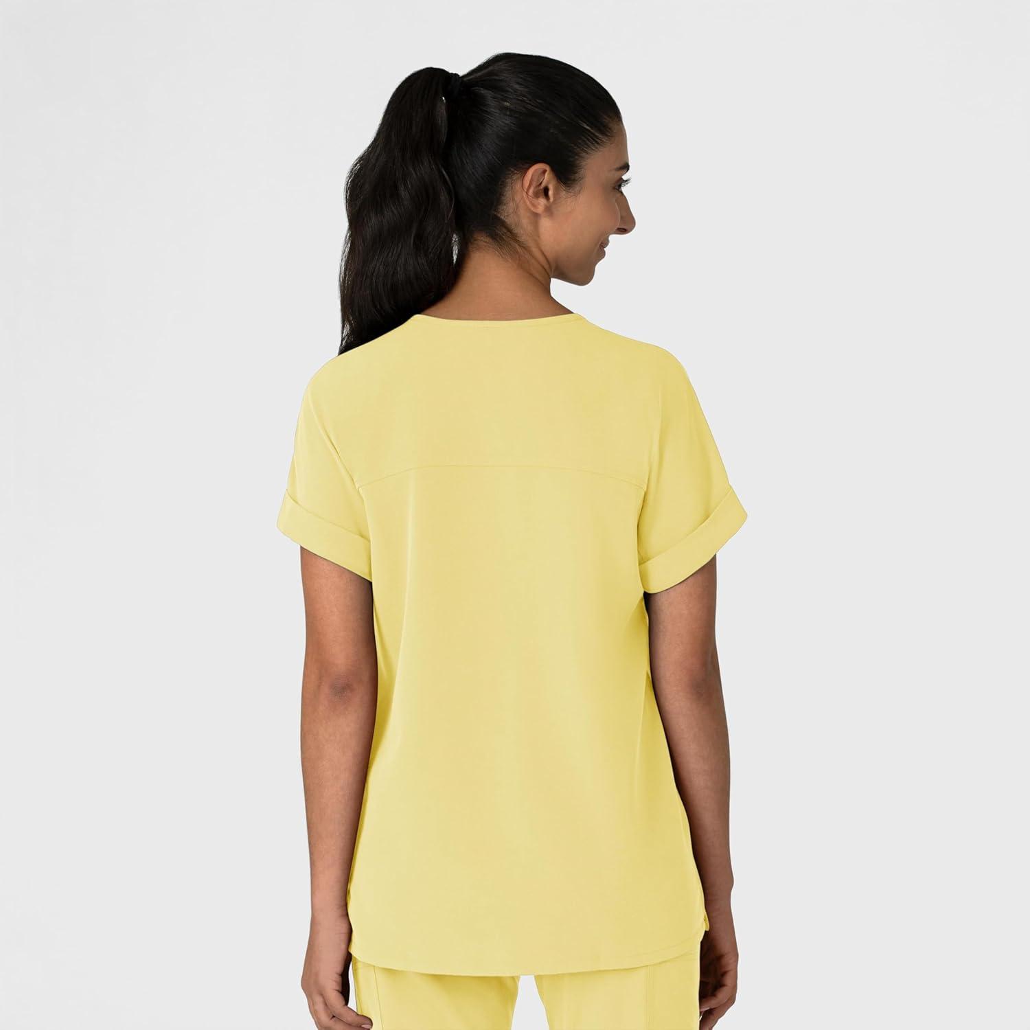 Wink Women’s Women’s Drop Shoulder Boxy Scrub Top(Sunshine Yellow)
