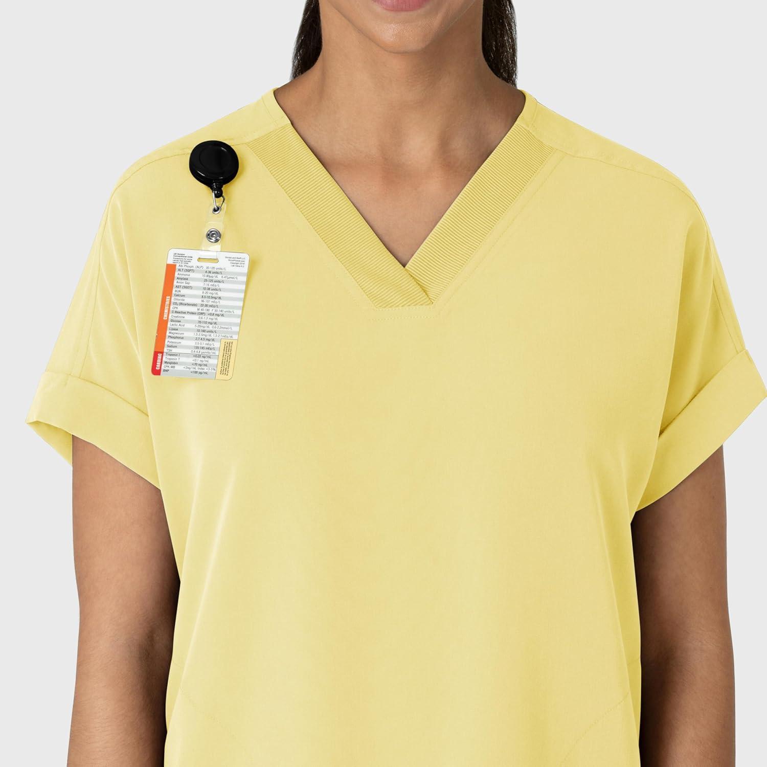 Wink Women’s Women’s Drop Shoulder Boxy Scrub Top(Sunshine Yellow)