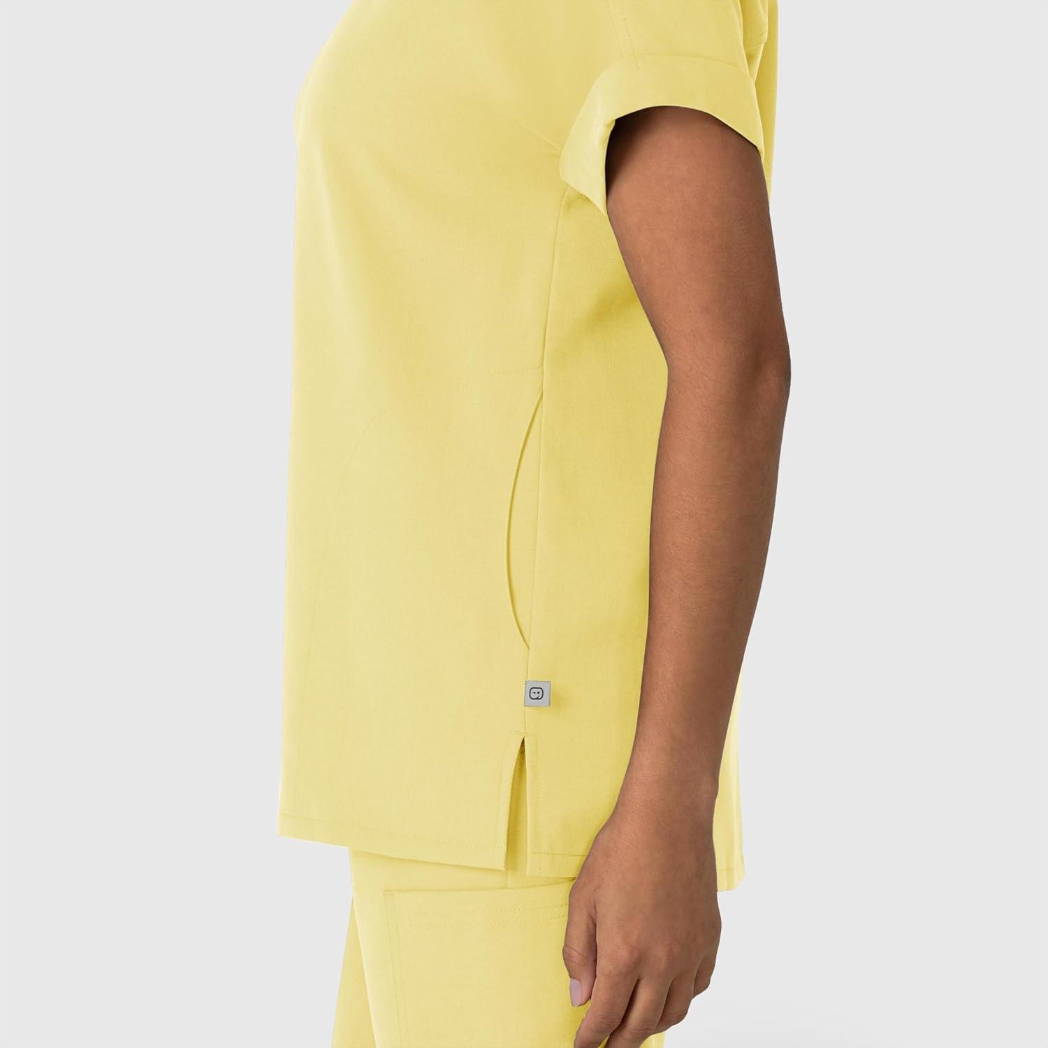 Wink Women’s Women’s Drop Shoulder Boxy Scrub Top(Sunshine Yellow)