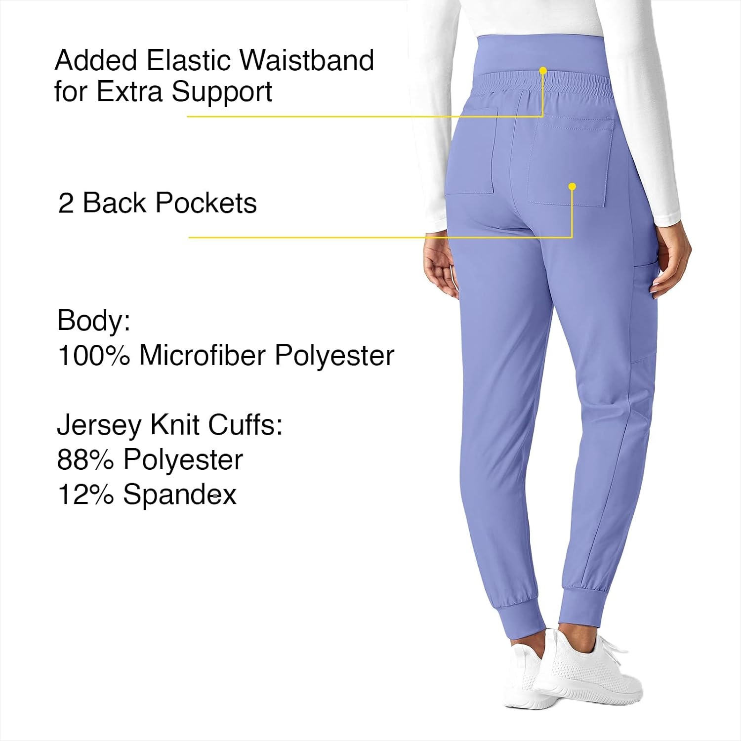 Wink Scrubs for Women, W123, Maternity Joggers Pants with 7 Pockets(Ceil Blue)