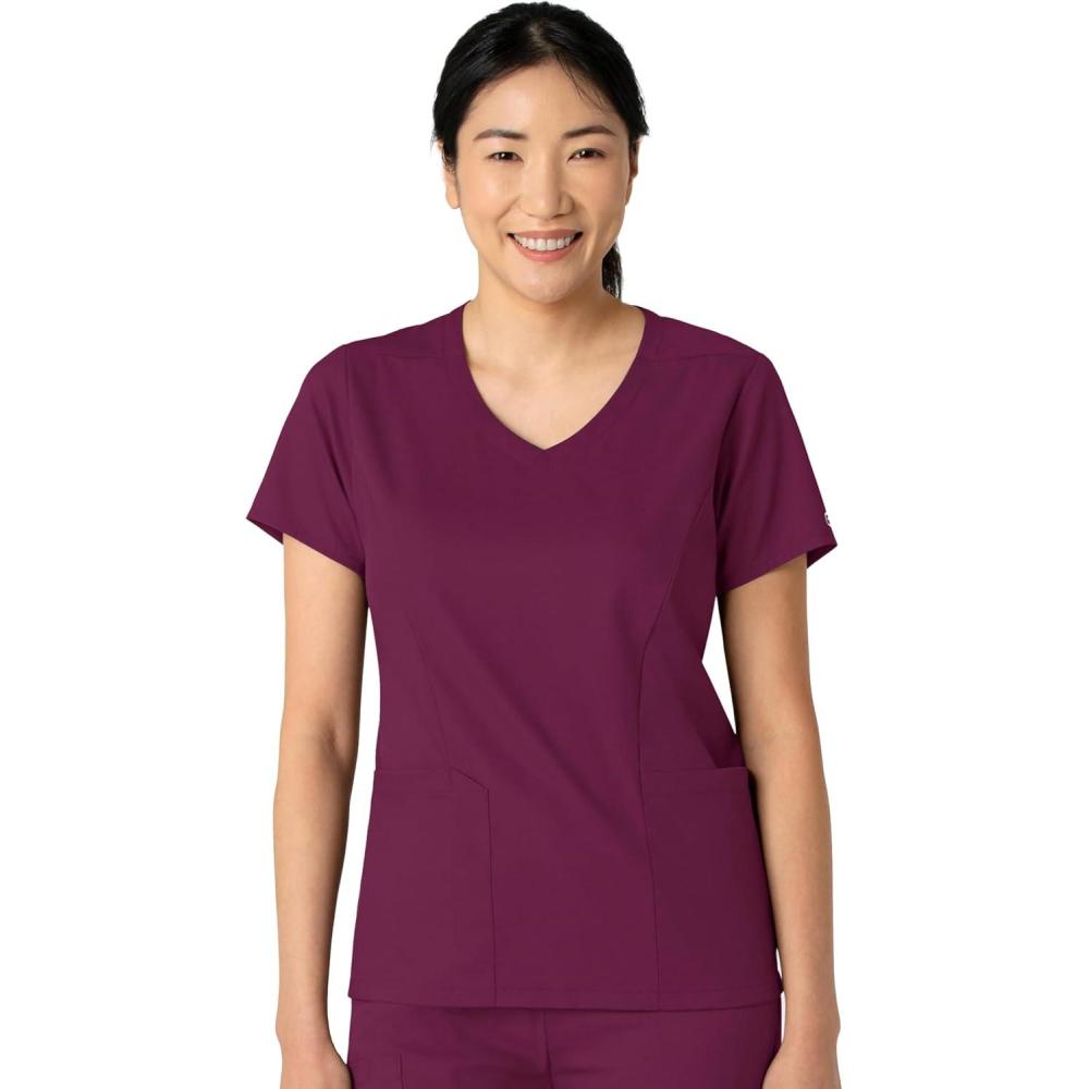 Wink Boundless Women’s 2-Pocket V-Neck Scrub Top – Wine, L